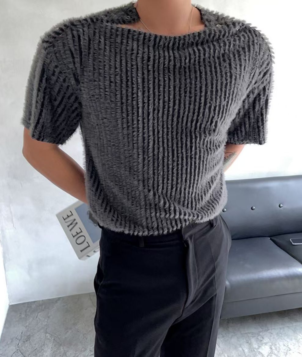 淨色暗直紋短袖Tee ENOC-036T