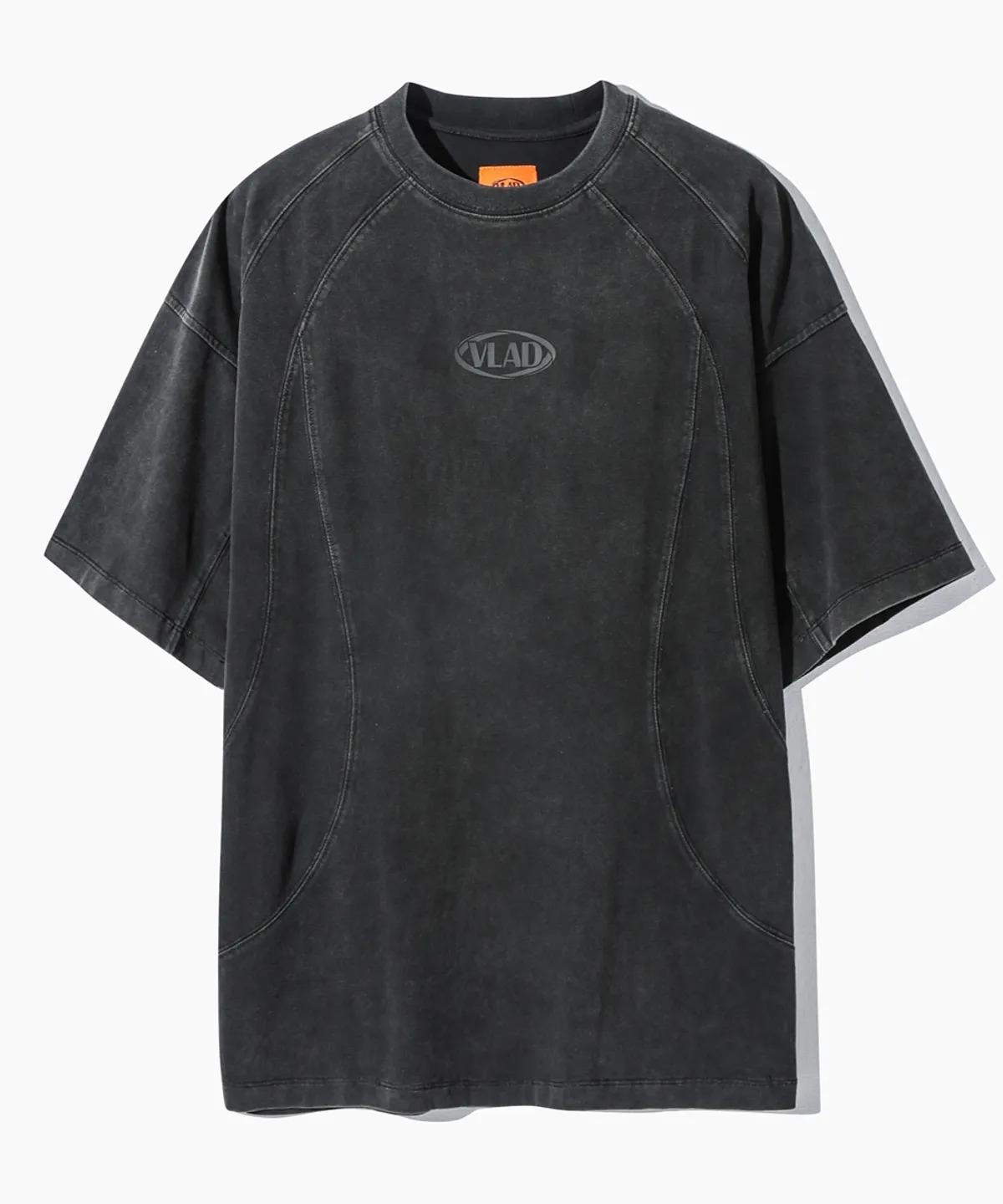 DIMITRI BLACK PIGMENT SLASH HALF T-SHIRT