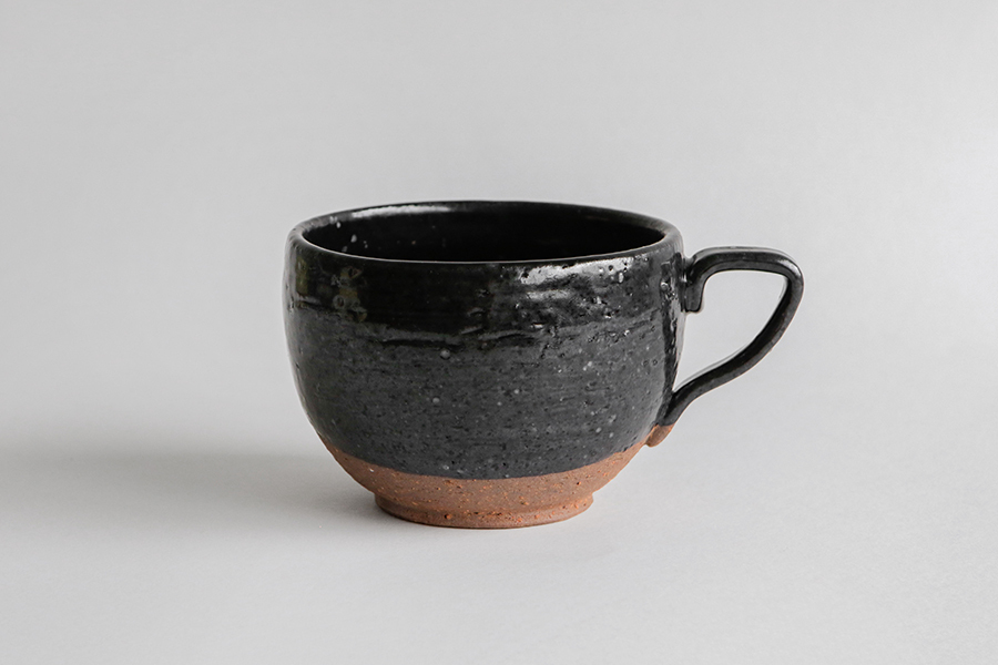 TOJIKI TONYA-荒土附耳湯杯 / 亮黑