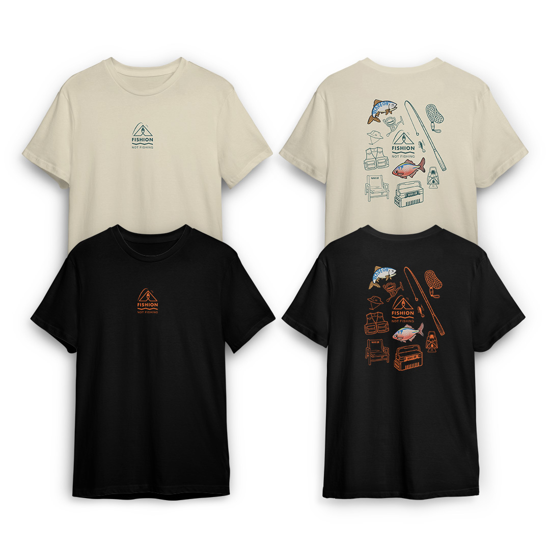 ｜WAVE OFF｜FISHING COLLECTION 短袖 - (米/黑)
