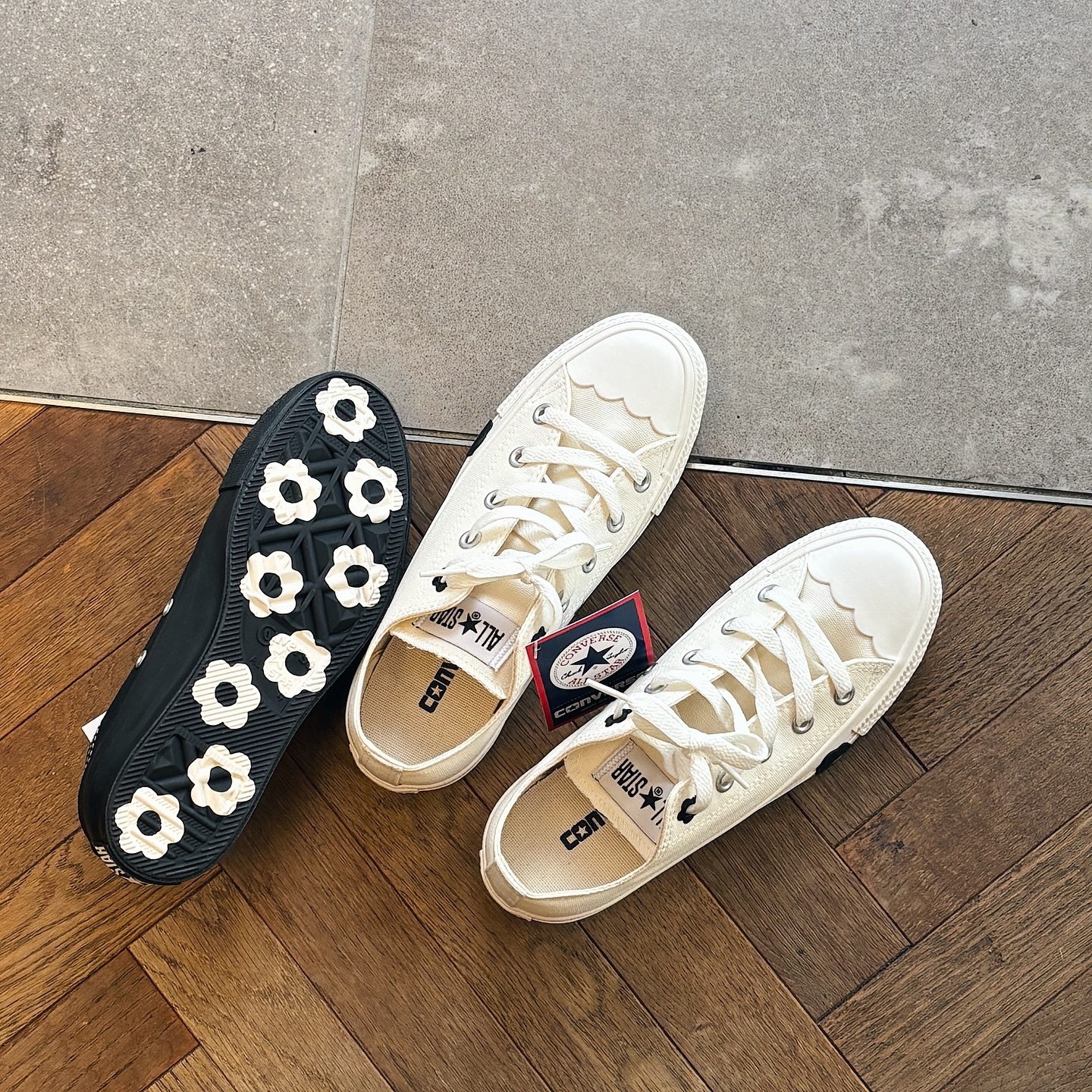 Converse AS Flowertoe OX 日本限定 黑色 奶油白 花邊 小花 帆布鞋 31315800 31315801