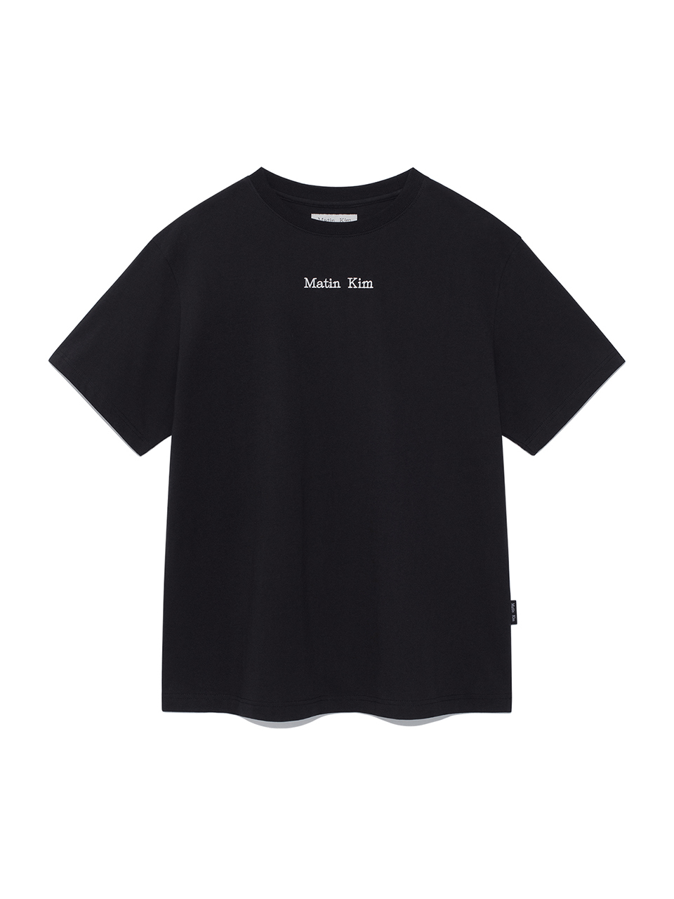 刺繡小LOGO寬版上衣 黑色