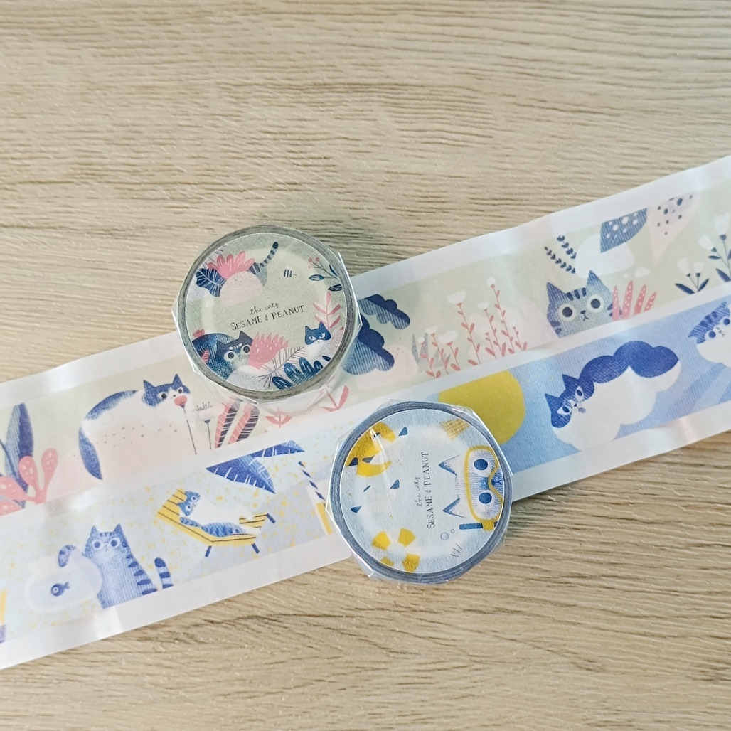 大芝麻小花生．到處都是貓的春天/夏天 日本和紙膠帶 整捲