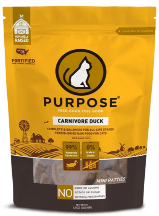 Purpose |純鴨肉｜單蛋白配方凍乾貓糧(肉餅) - 12oz