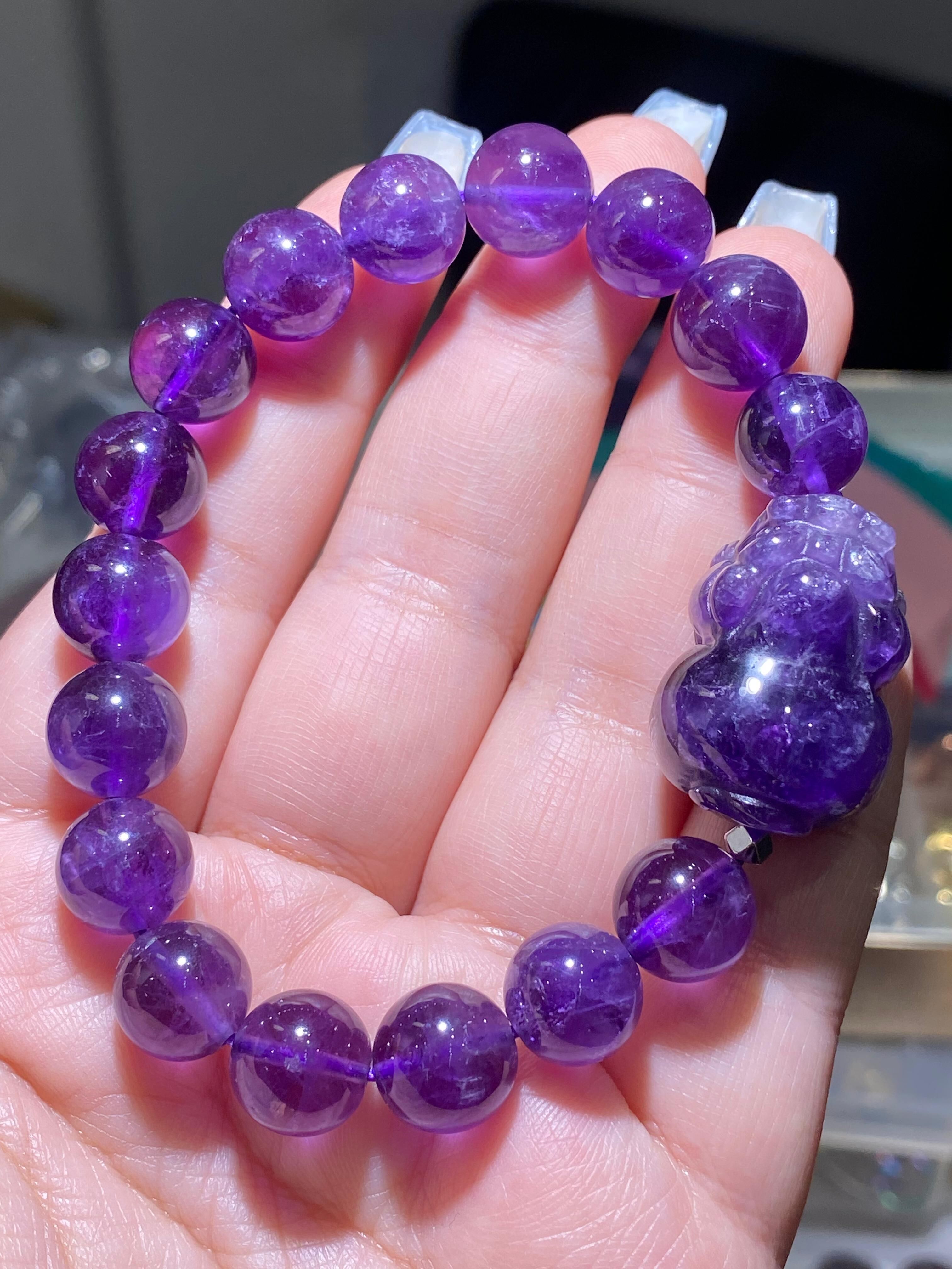 10.5-10.8MM紫水晶配貔貅手串