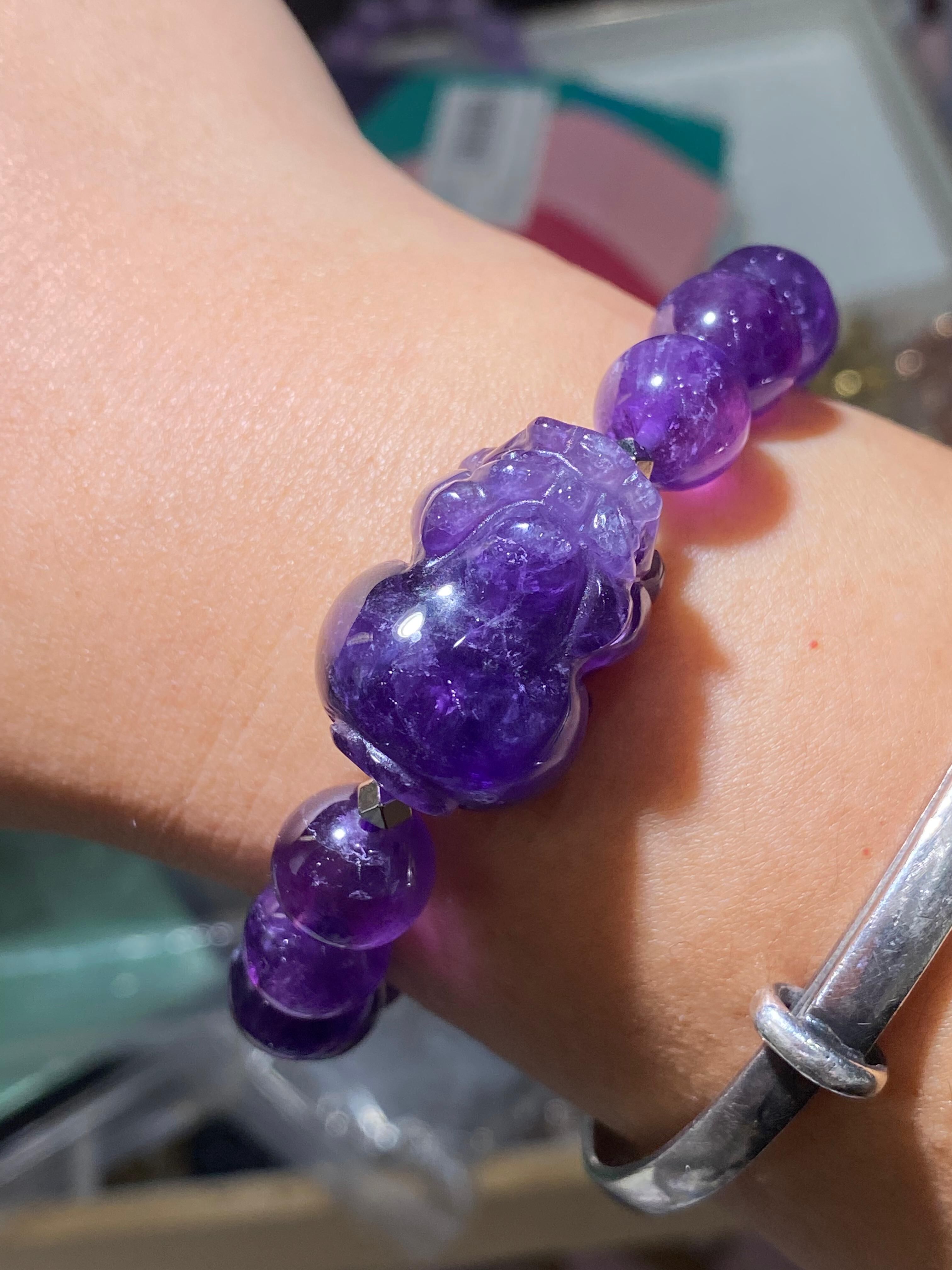 10.5-10.8MM紫水晶配貔貅手串