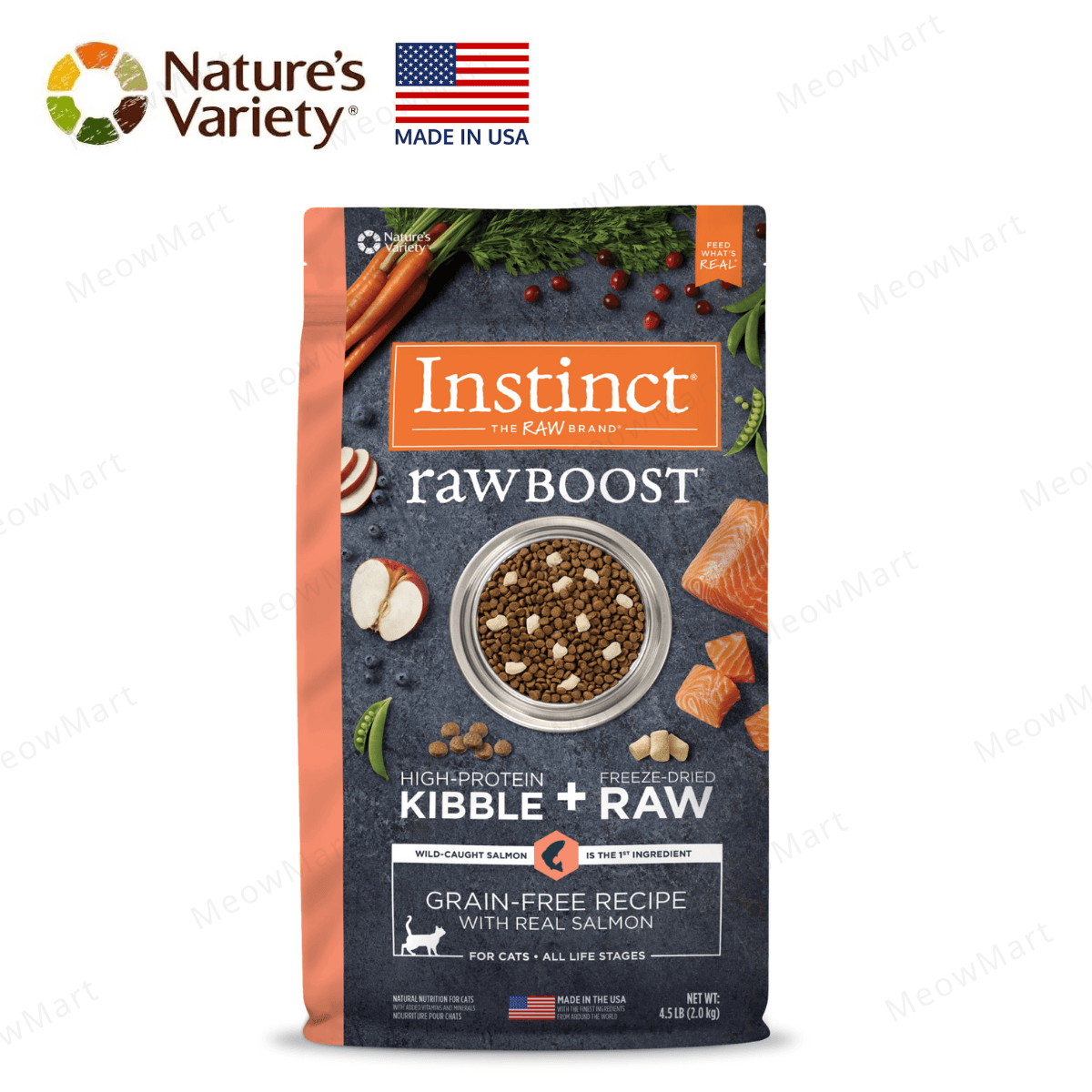 【免費試食】Instinct 無穀物+凍乾生肉貓糧 - 三文魚