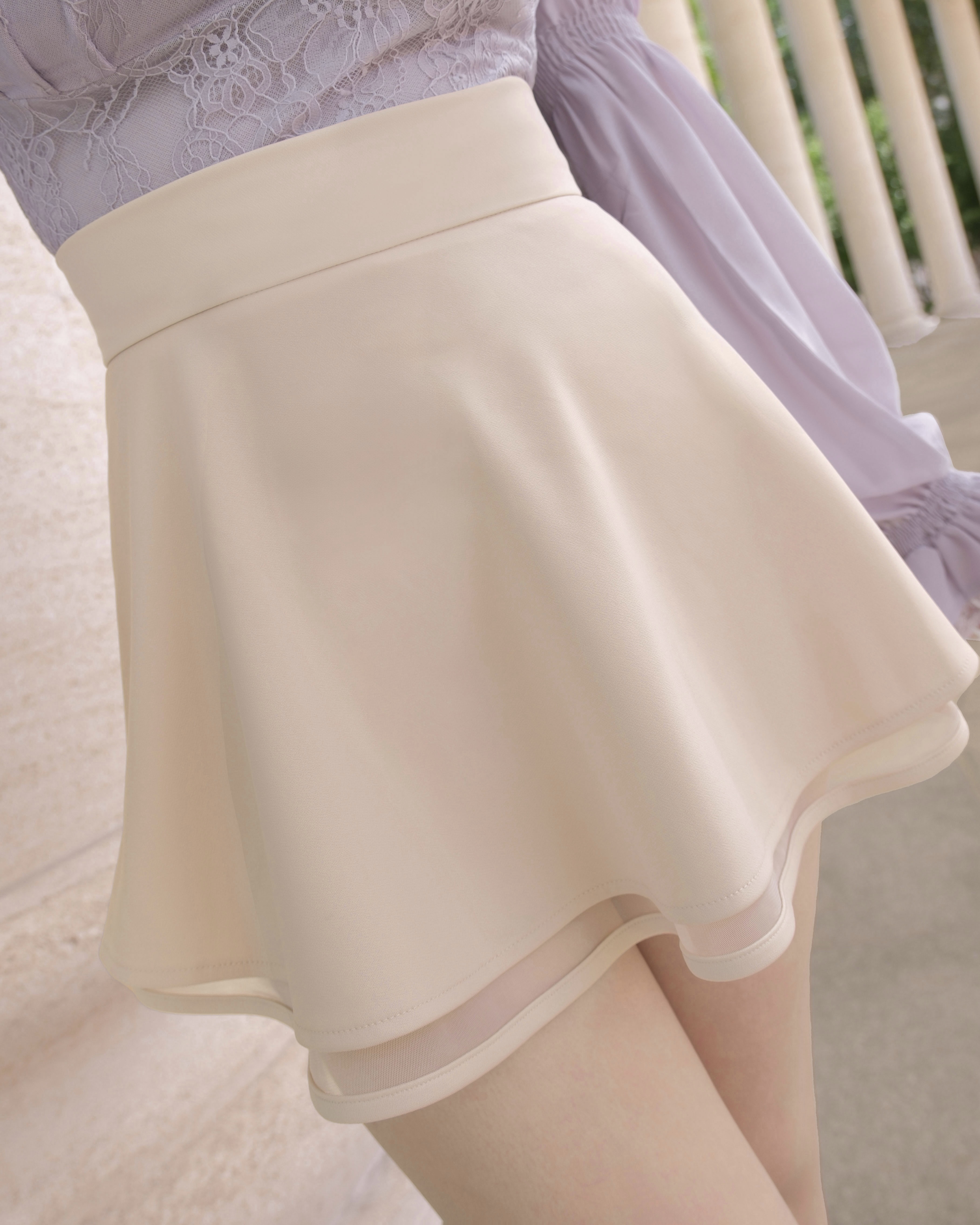 限量-休閒雙層網紗傘襬褲裙