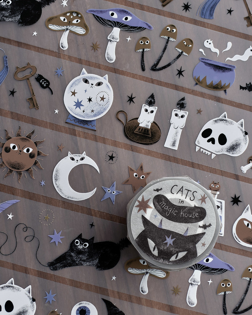 大芝麻小花生．貓貓魔法屋 4cm霧面PET膠帶 <整捲/分裝>