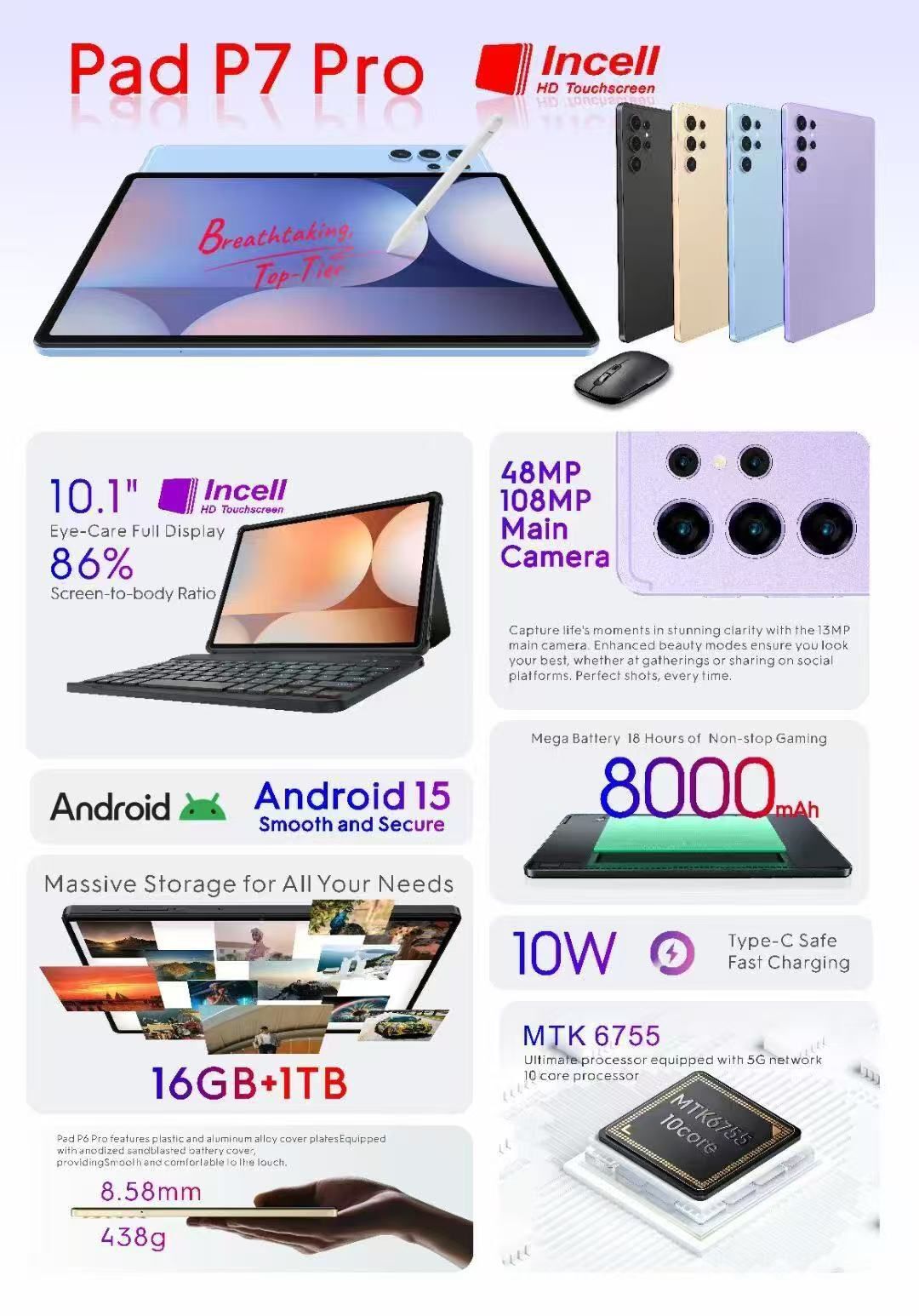 Pad P7 Pro (8GB RAM + 512GB ROM) with FREE SHOES