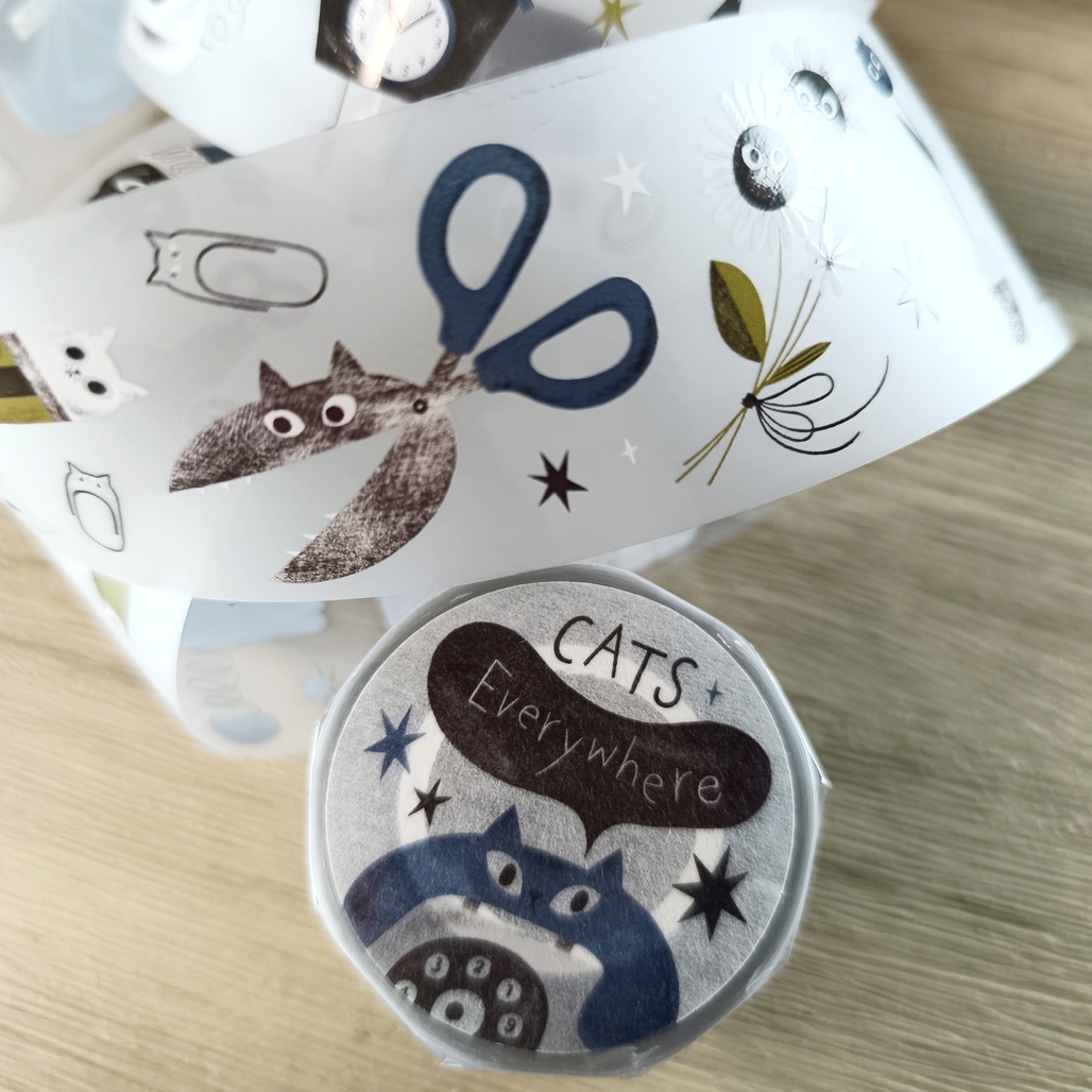 大芝麻小花生．到處都是貓 4cm霧面PET膠帶 <整捲/分裝>