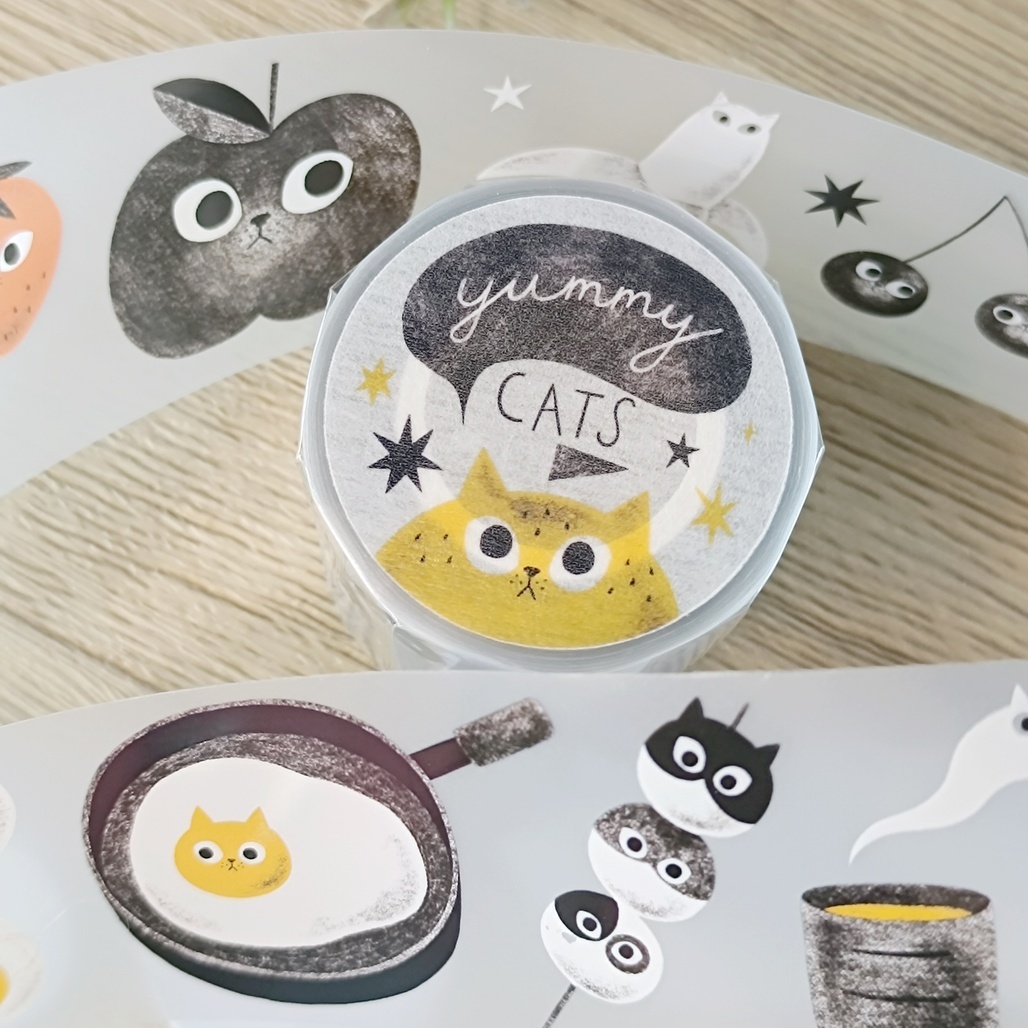 大芝麻小花生．好好吃的貓 4cm霧面PET膠帶 <整捲/分裝>