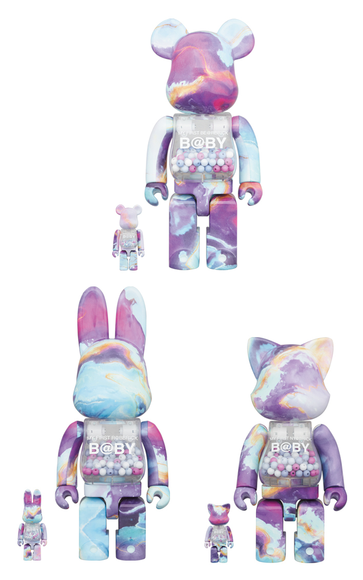 BEARBRICK RABBRICK NYABRICK MY FIRST BABY MARBLE Ver. 100% & 400% SET OF 3