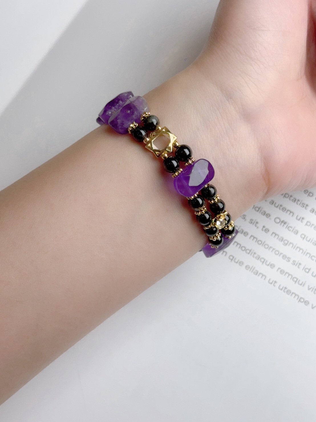 紫水晶/雙層金運石手排