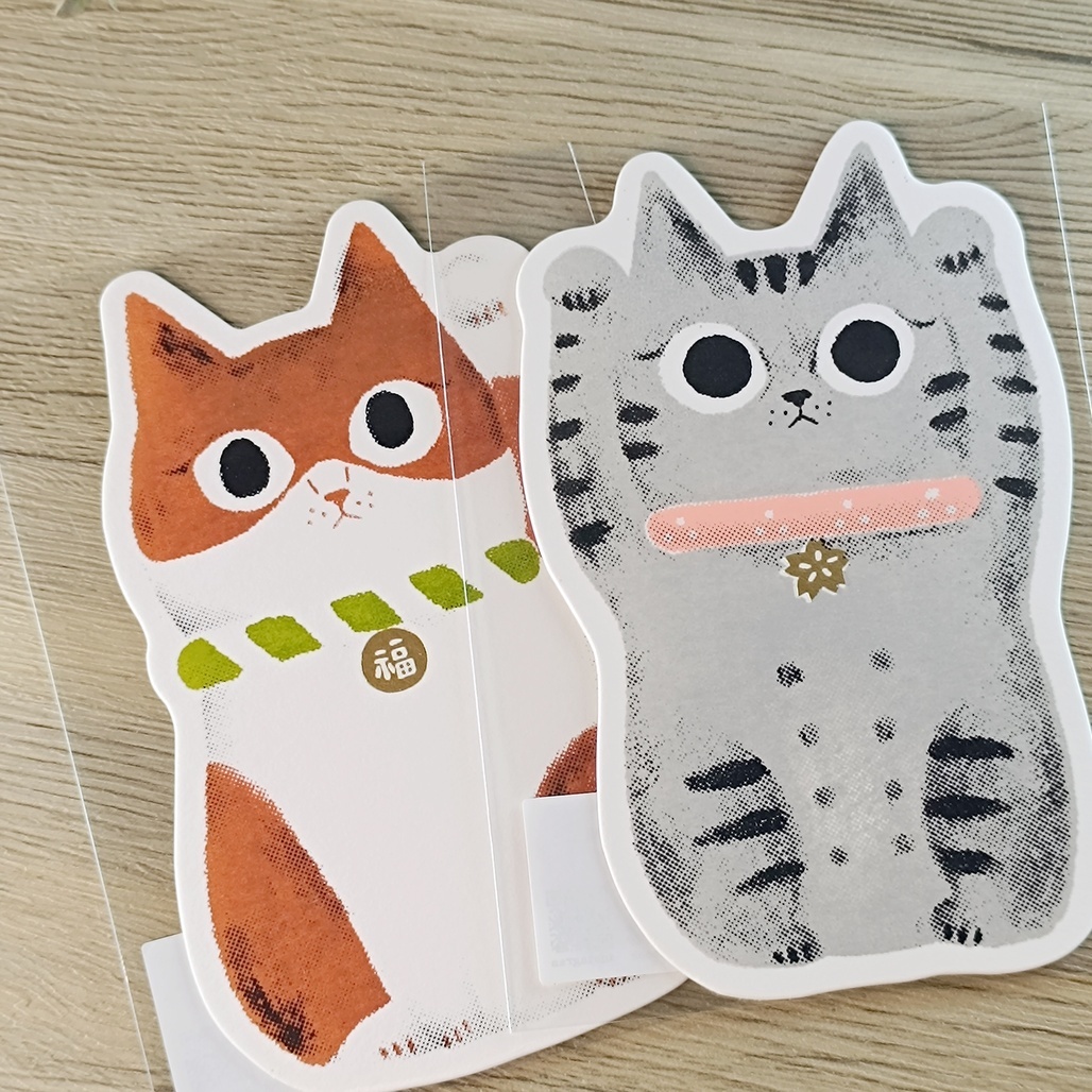 大芝麻小花生．招財貓絹印明信片 共三款