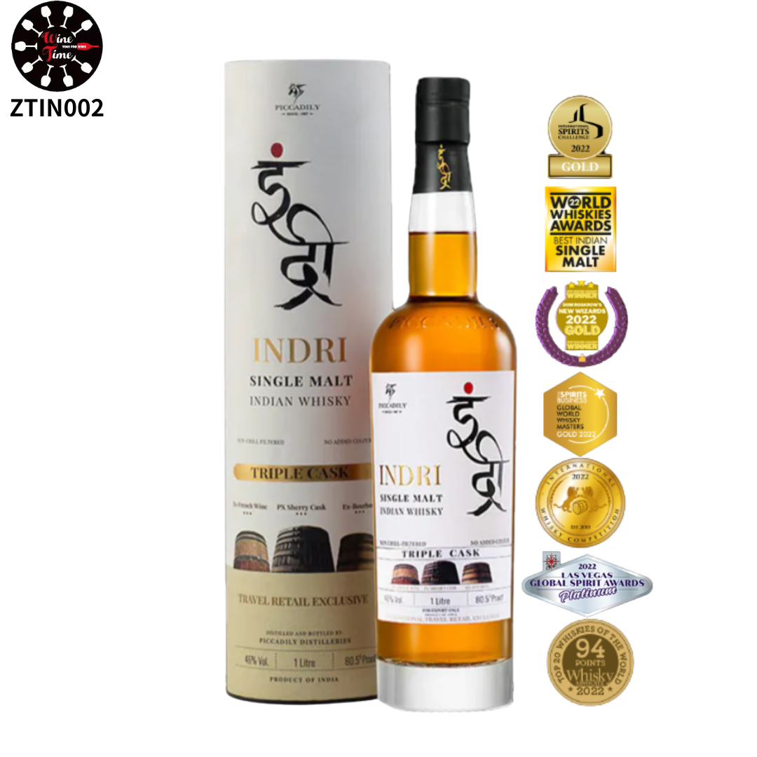 Indri Triple Cask Indian Whisky Single Malt 1000ml (白色圓盒) |印德里三桶單一麥芽威士忌
