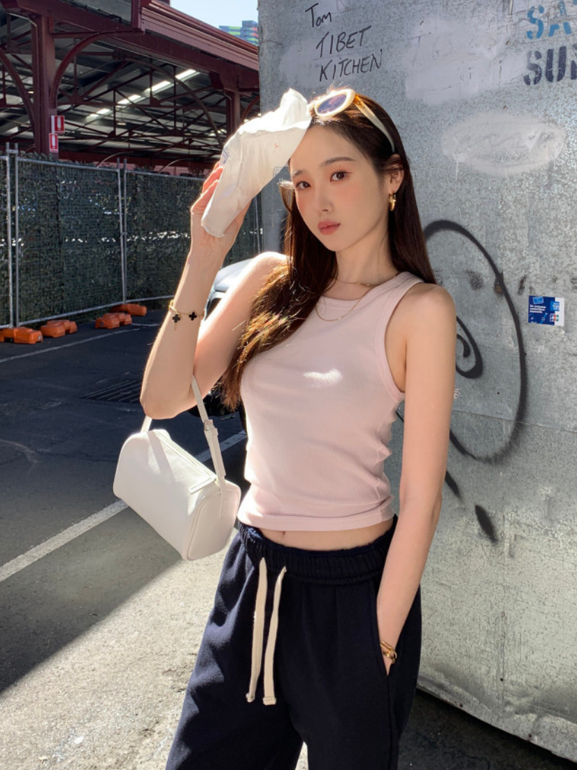 [現貨] Nina Ribbed Halter Tank Top [ 4 colors / Free ]