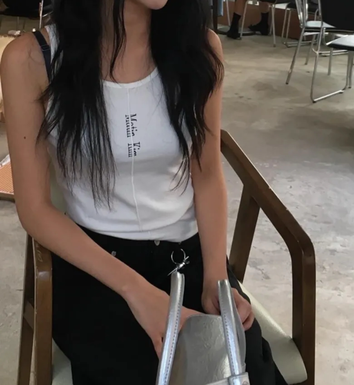 matin kim - pintuck sleeveless top (white)