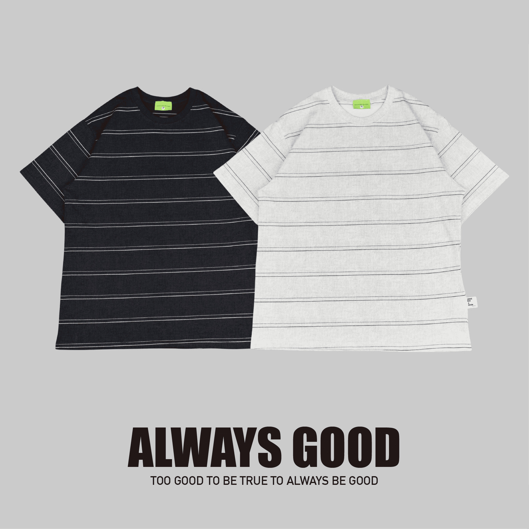 『Always_Good』日系 做舊 橫條紋 短T