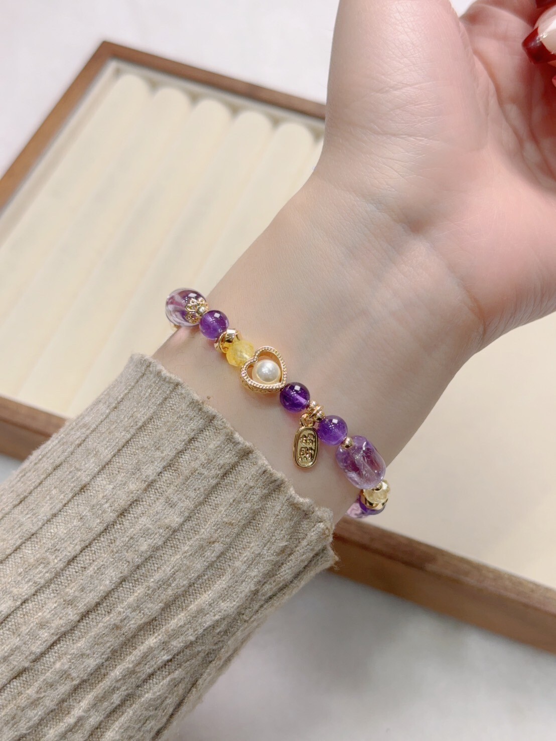 紫幽靈/紫水晶/黃水晶手鍊