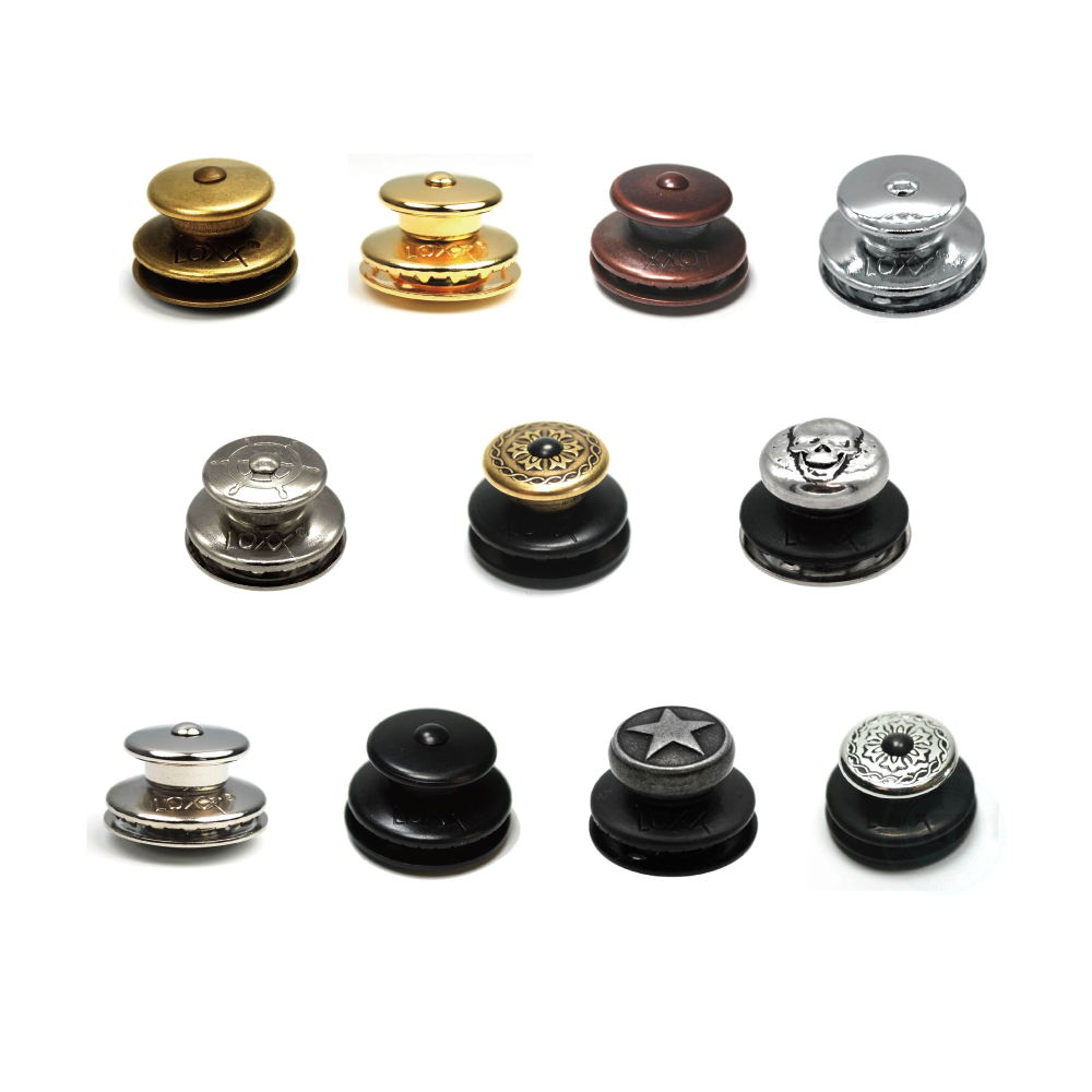 LOXX Loxx / E系列 電吉他/貝斯背帶扣(E-BRASS / E-CHROME/E-B-CHROME/E-COPPER/ E-EDLEWEISS/E-Gold/E-LILIE-SLV/ E-NICKEL/ E-SKULL/ E-STAR-BLK/E-Vic/ E-WHELL-SLV/E-EDLEWEISS-BLK) — 三峽吉他 / Bass