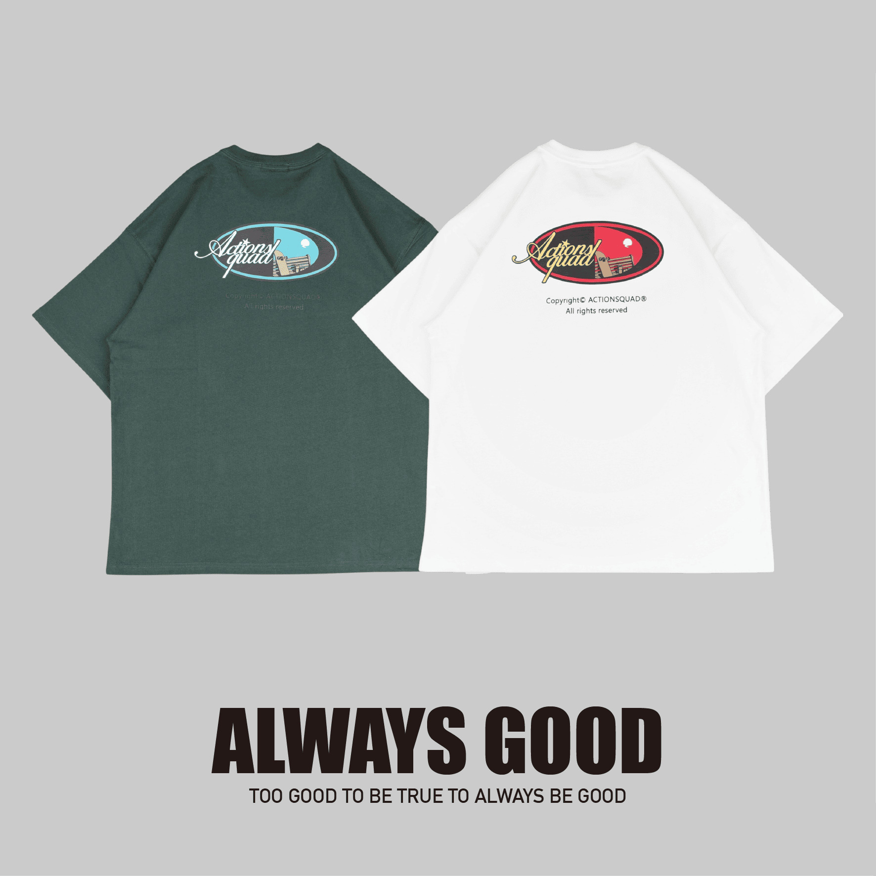 『Always_Good』滑板 重磅 印花 短T