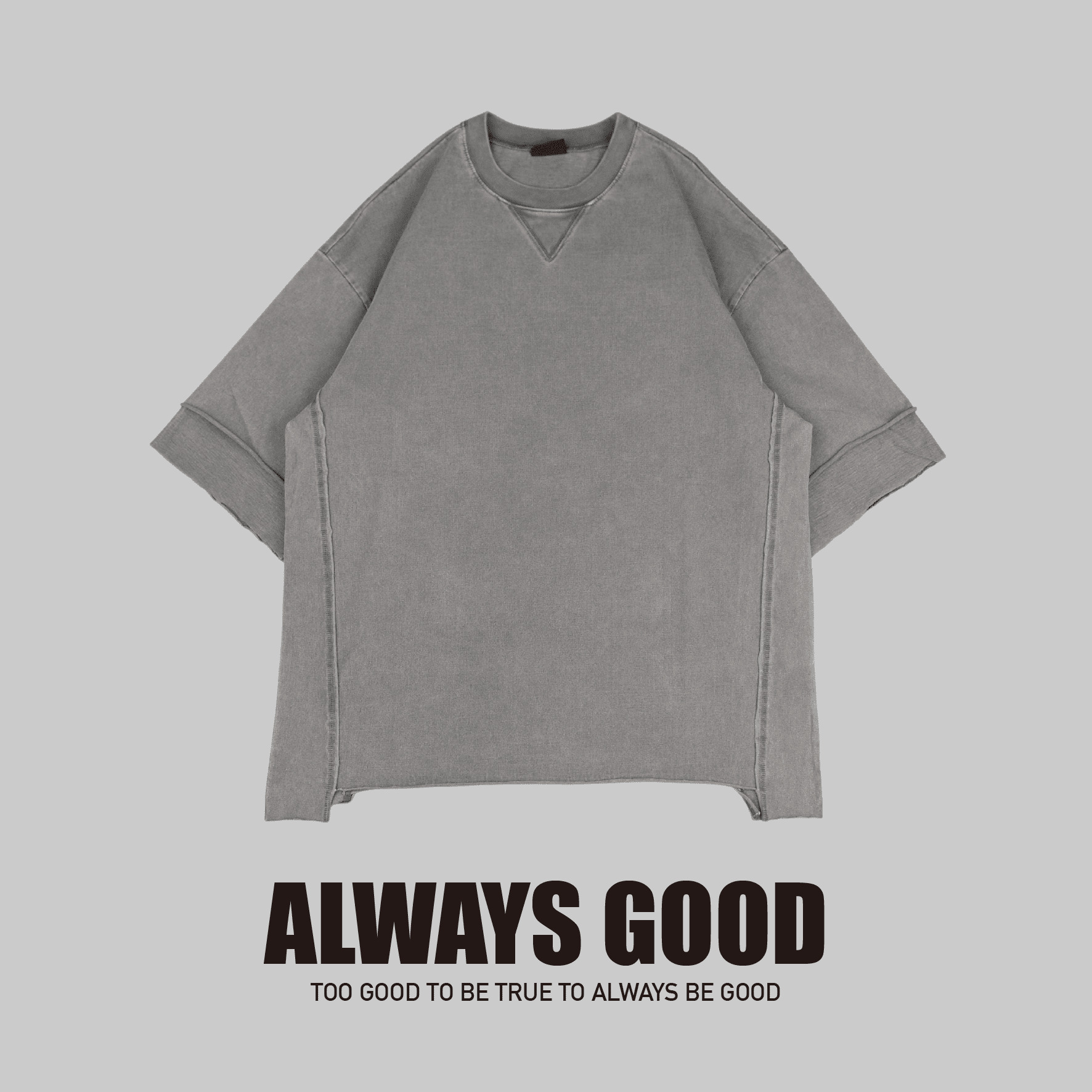 『Always_Good』復古 水洗 做舊 不規則 拼接 短T