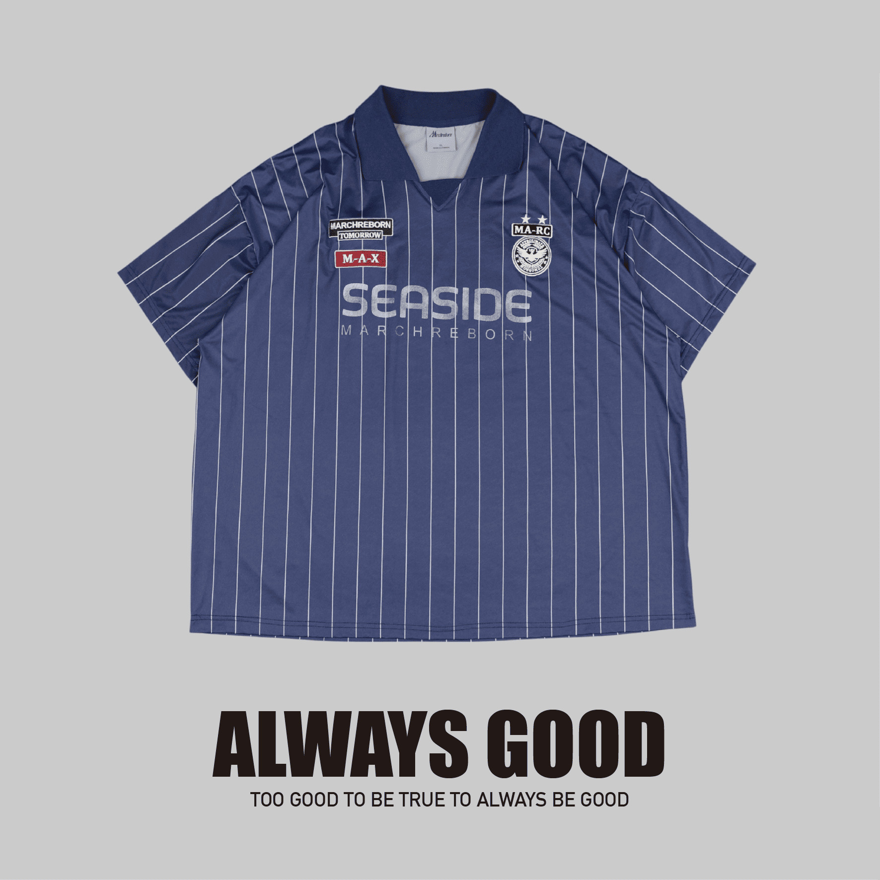 『Always_Good』復古 特殊領 條紋 球衣