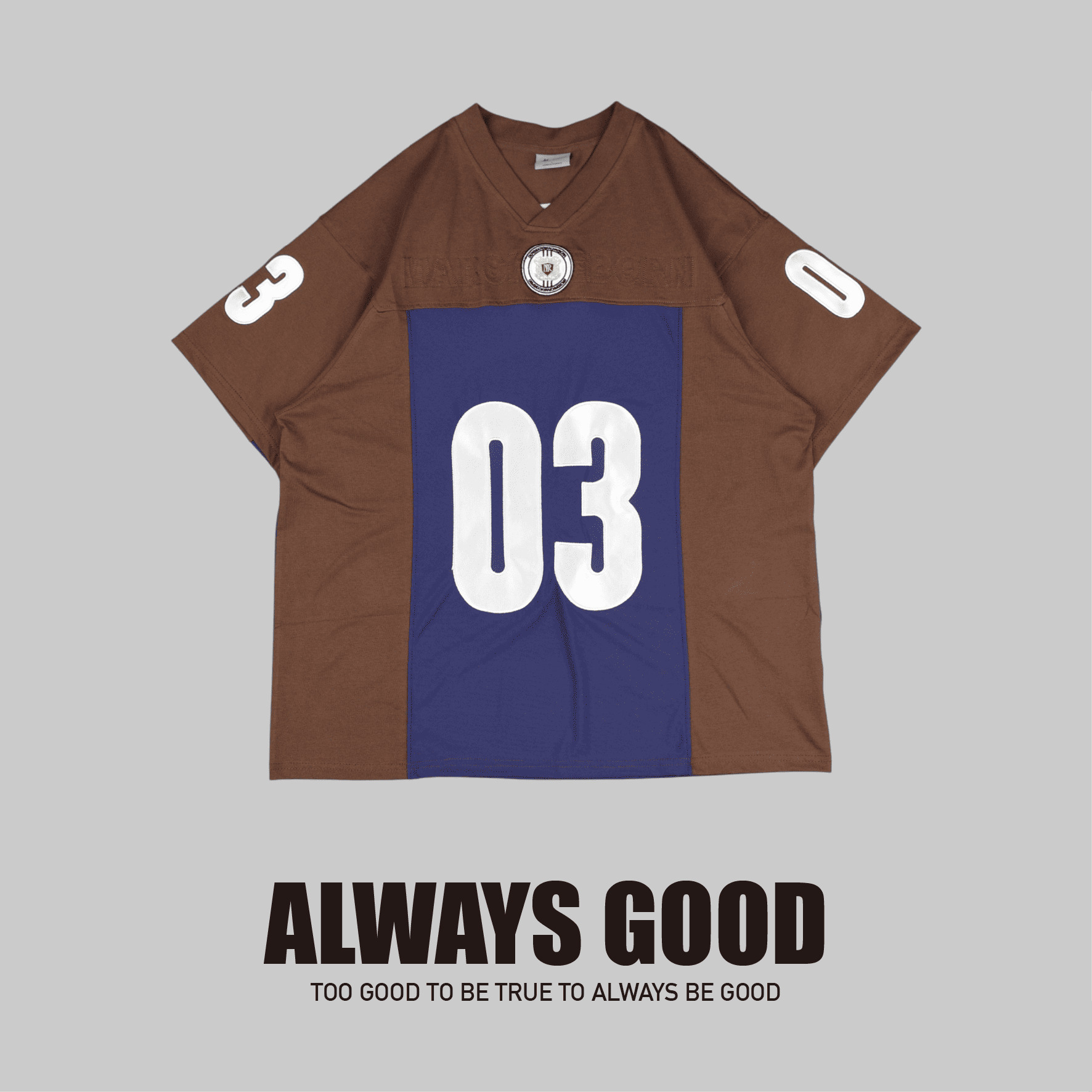 『Always_Good』美式 V領 貼布繡 橄欖球 球衣