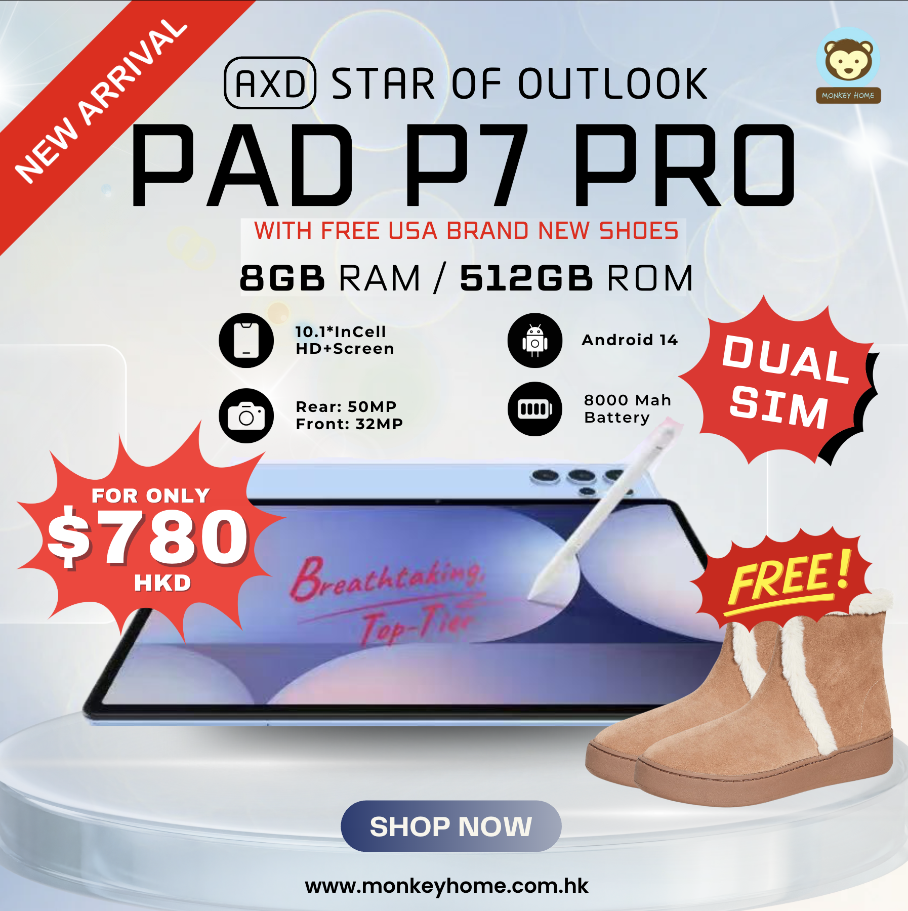 Pad P7 Pro (8GB RAM + 512GB ROM) with FREE SHOES