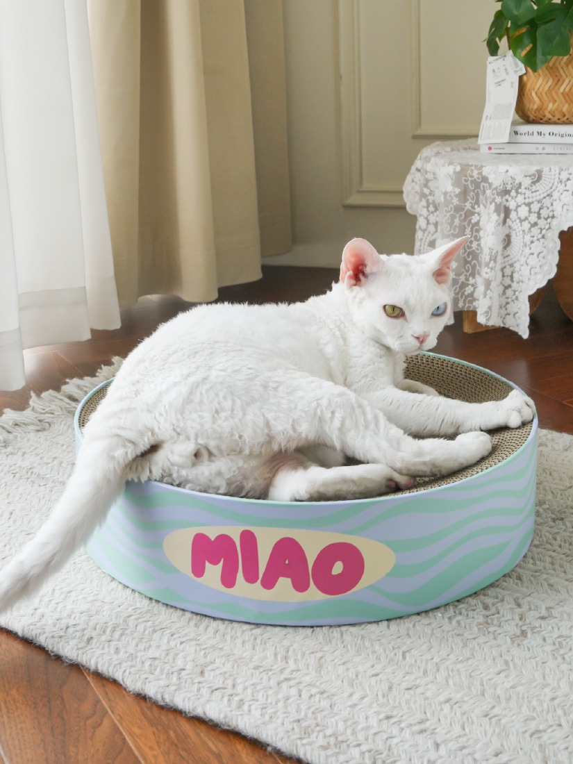 喵仙兒-圓形貓抓盆-Large-水波紋