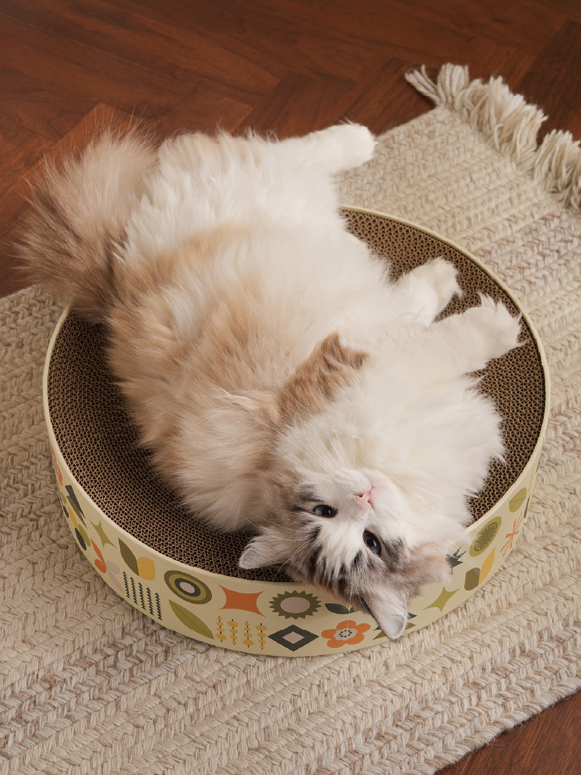 喵仙兒-圓形貓抓盆 自然系 水波紋/森林/木紋-Large