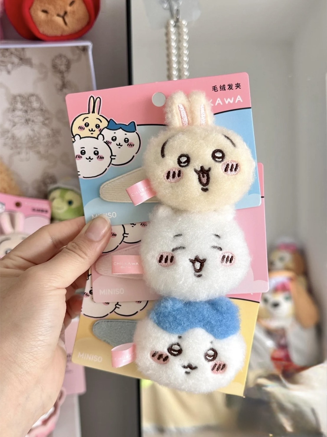 KTQ STORE ‧ Miniso X chiikawa 吉伊卡哇 毛絨髮夾 髮圈