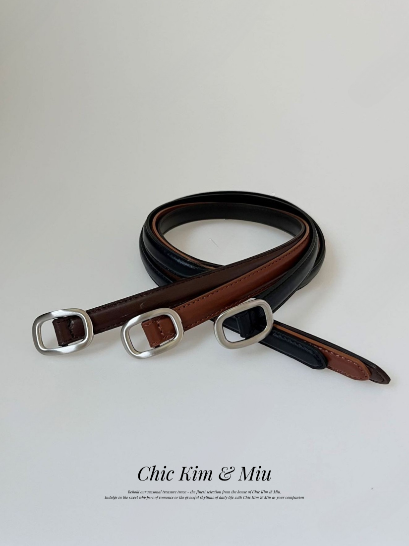 Silver Buckle Slim Belt [ 3 colors ]