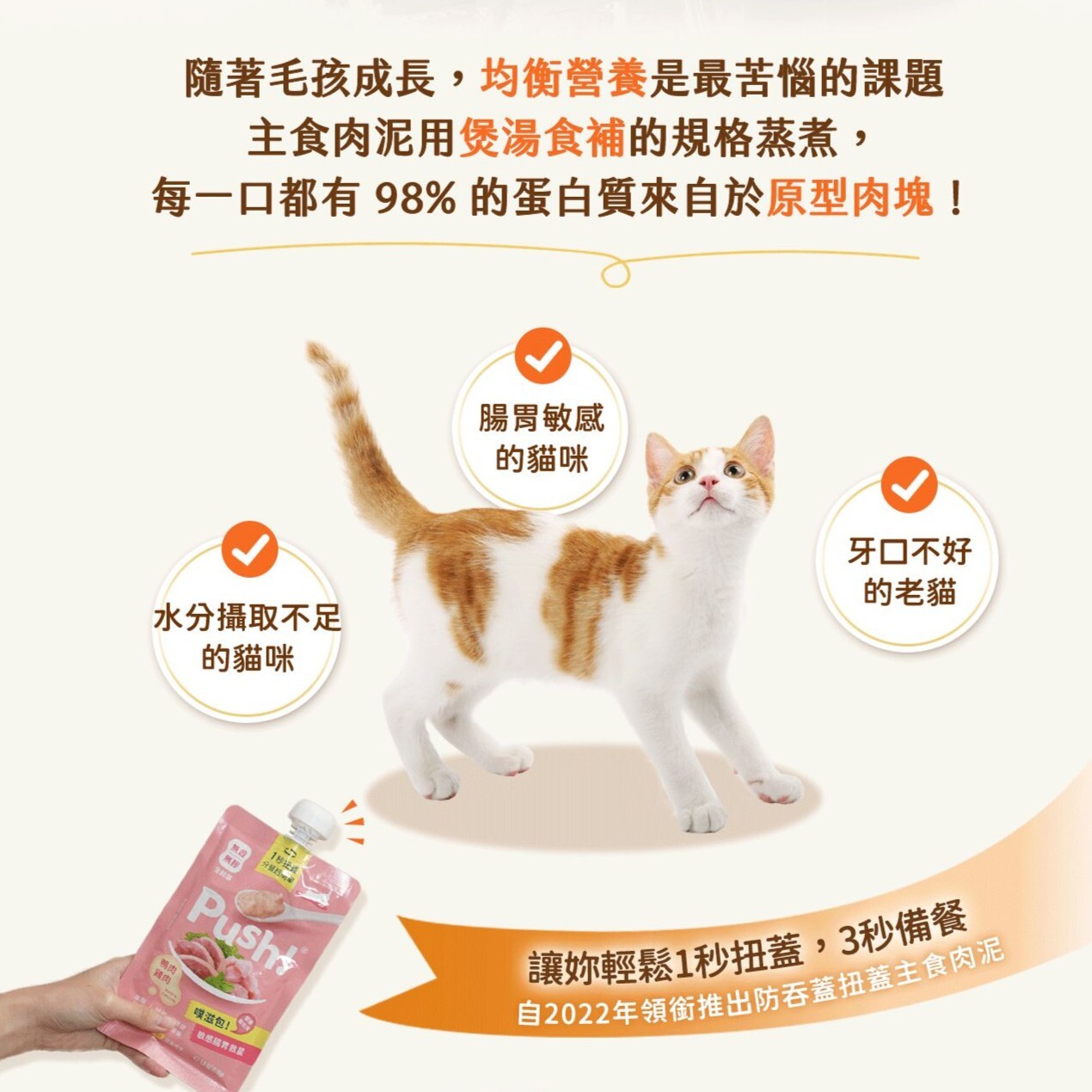 Push 噗滋｜貓咪主食肉泥餐包 110g (肉泥機能主食餐包 貓主食餐包 貓餐包)