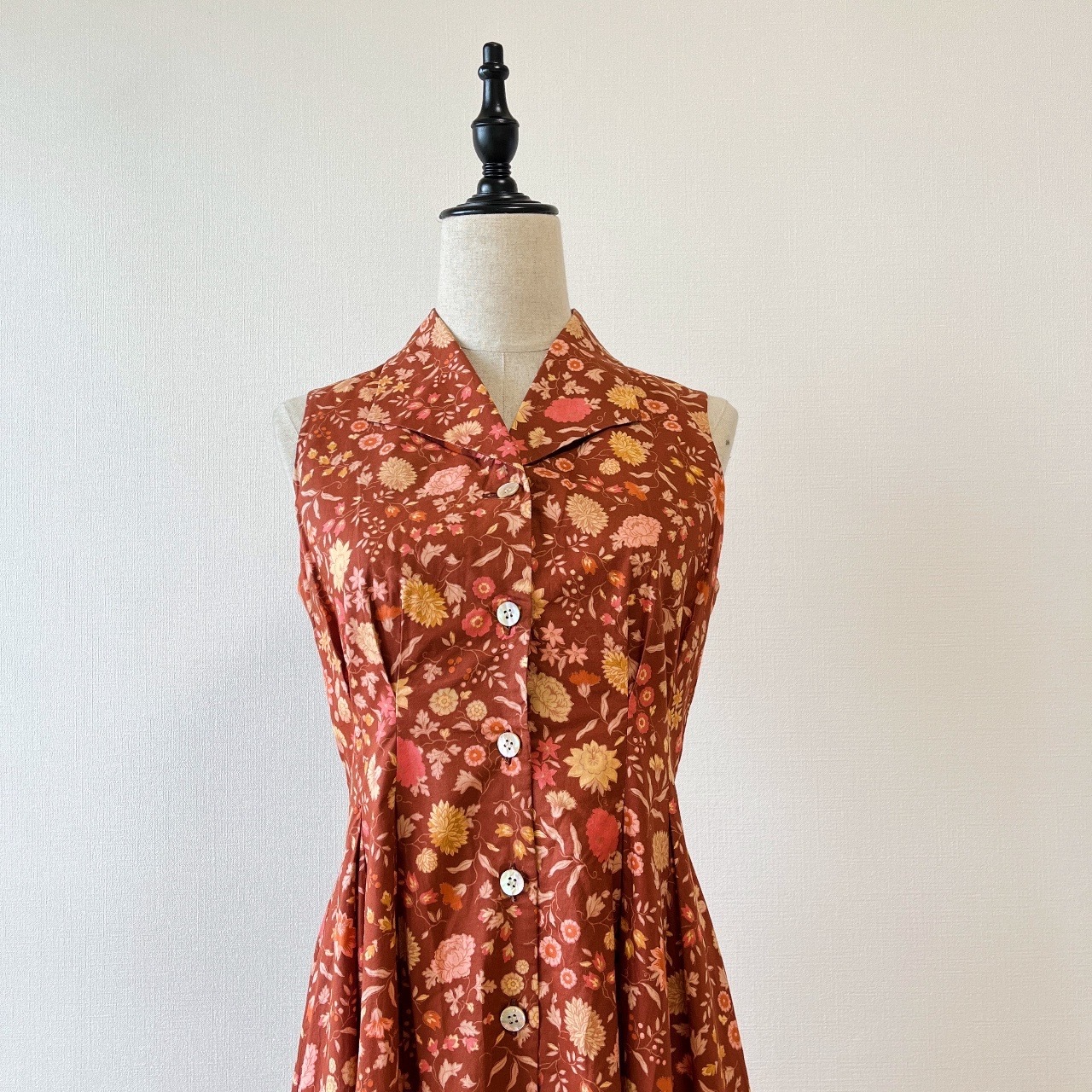 Laura Ashley日本製啡紅色背心花裙