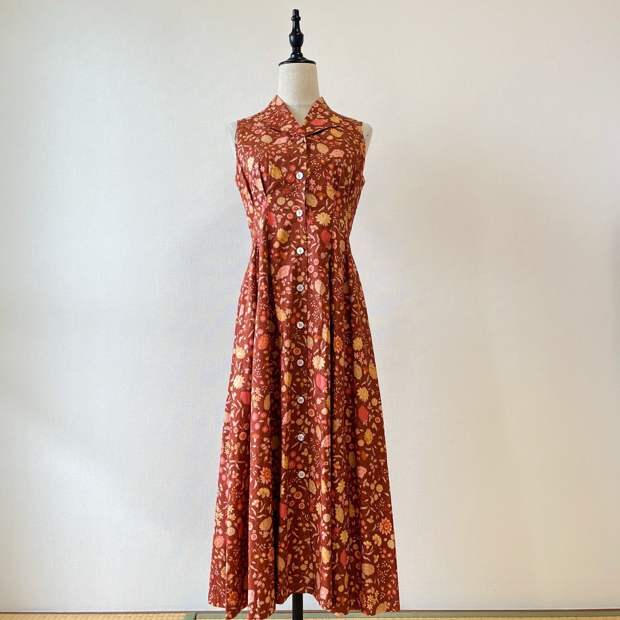 Laura Ashley日本製啡紅色背心花裙