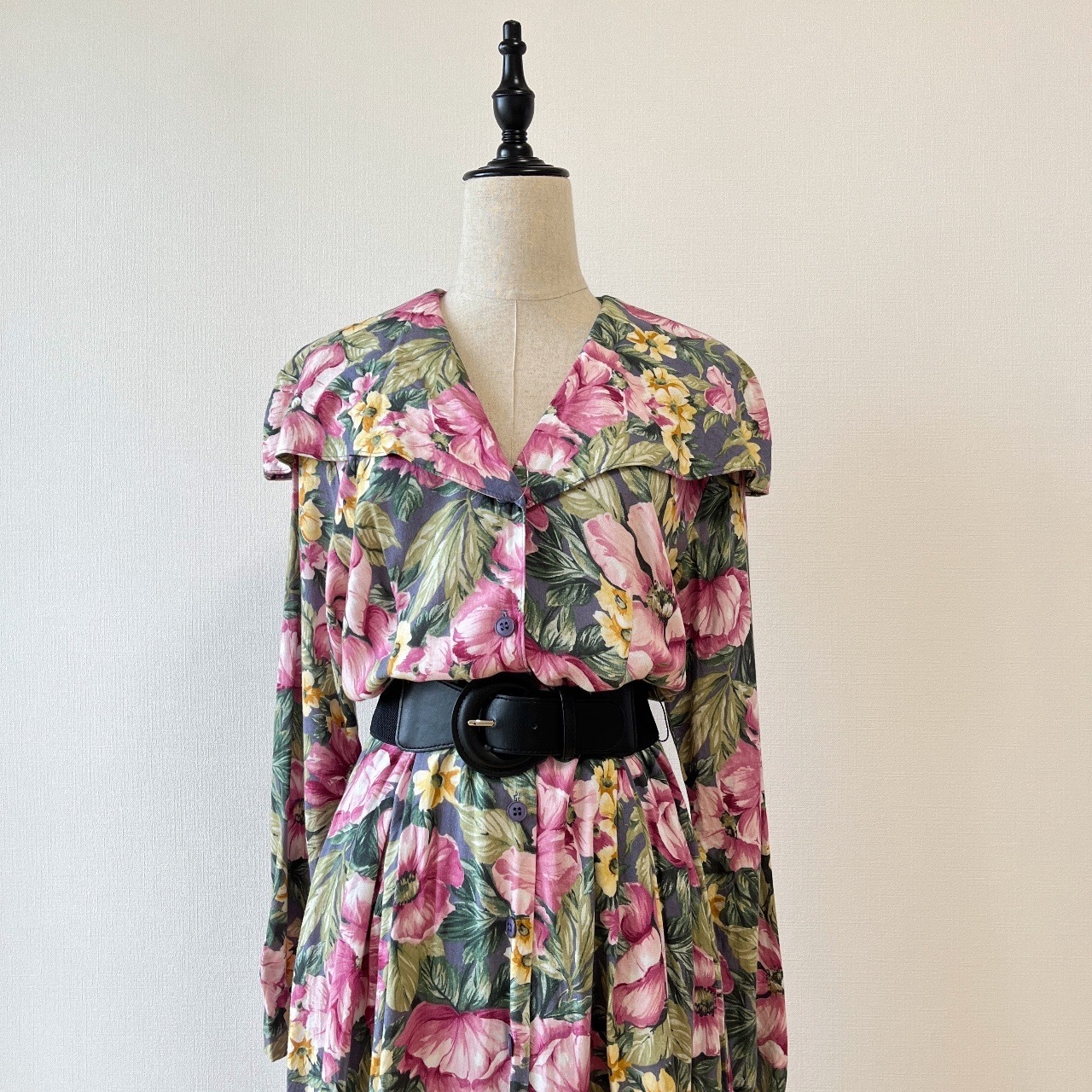 Carol Anderson美國製紫色水手領大花連身裙