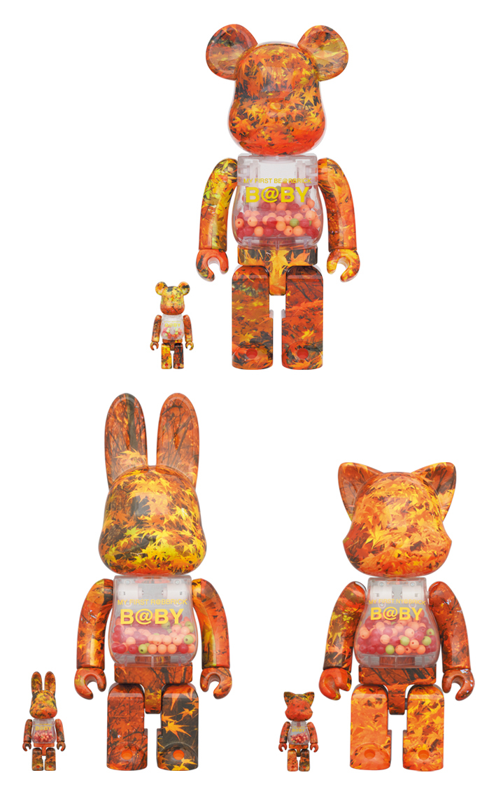 BEARBRICK RABBRICK NYABRICK MY FRIST BABY AUTUMN LEAVES Ver. 100% & 400% SET OF 3