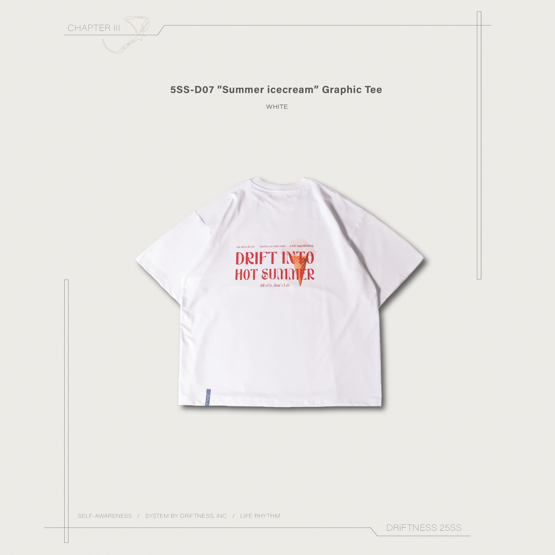 DRiFTNESS夏日特輯｜5SS-D07 ”Summer icecream” 設計款圖T - White