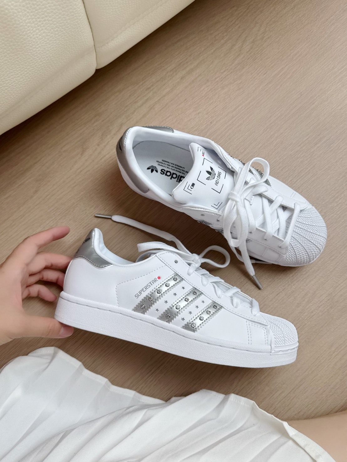 ADIDAS SUPERSTAR 2 三葉草帶鑽白月光貝殼鞋