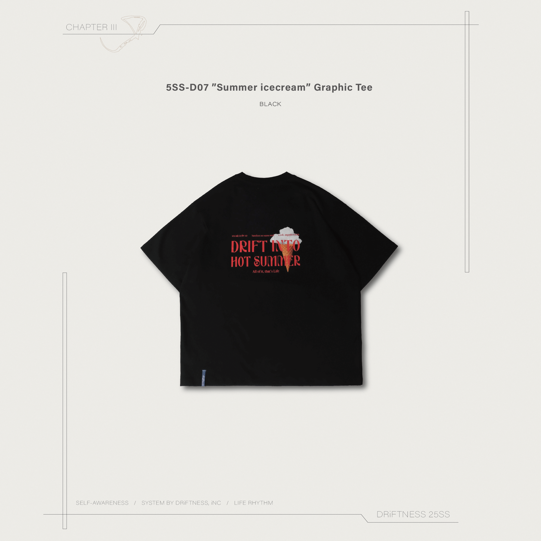 DRiFTNESS夏日特輯｜5SS-D07 ”Summer icecream” 設計款圖T - Black