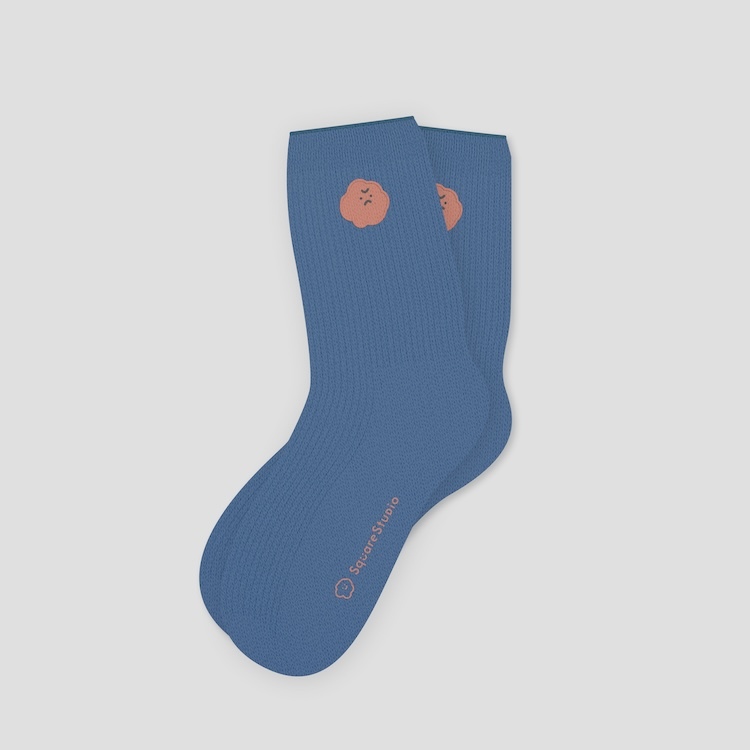 喜怒哀樂 刺繡螺紋長襪