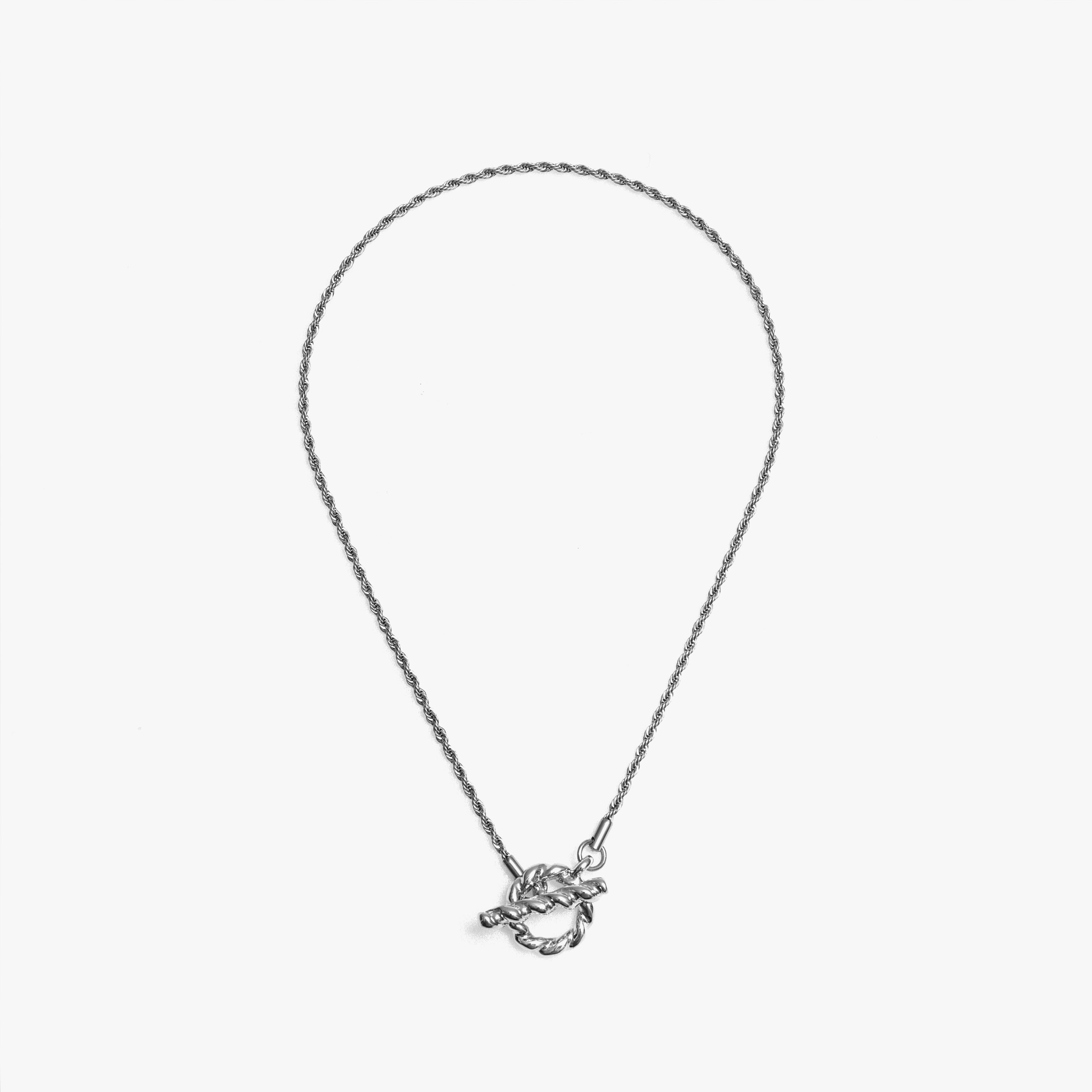 RECOVERY 海浪麻花項鍊,細,亮銀