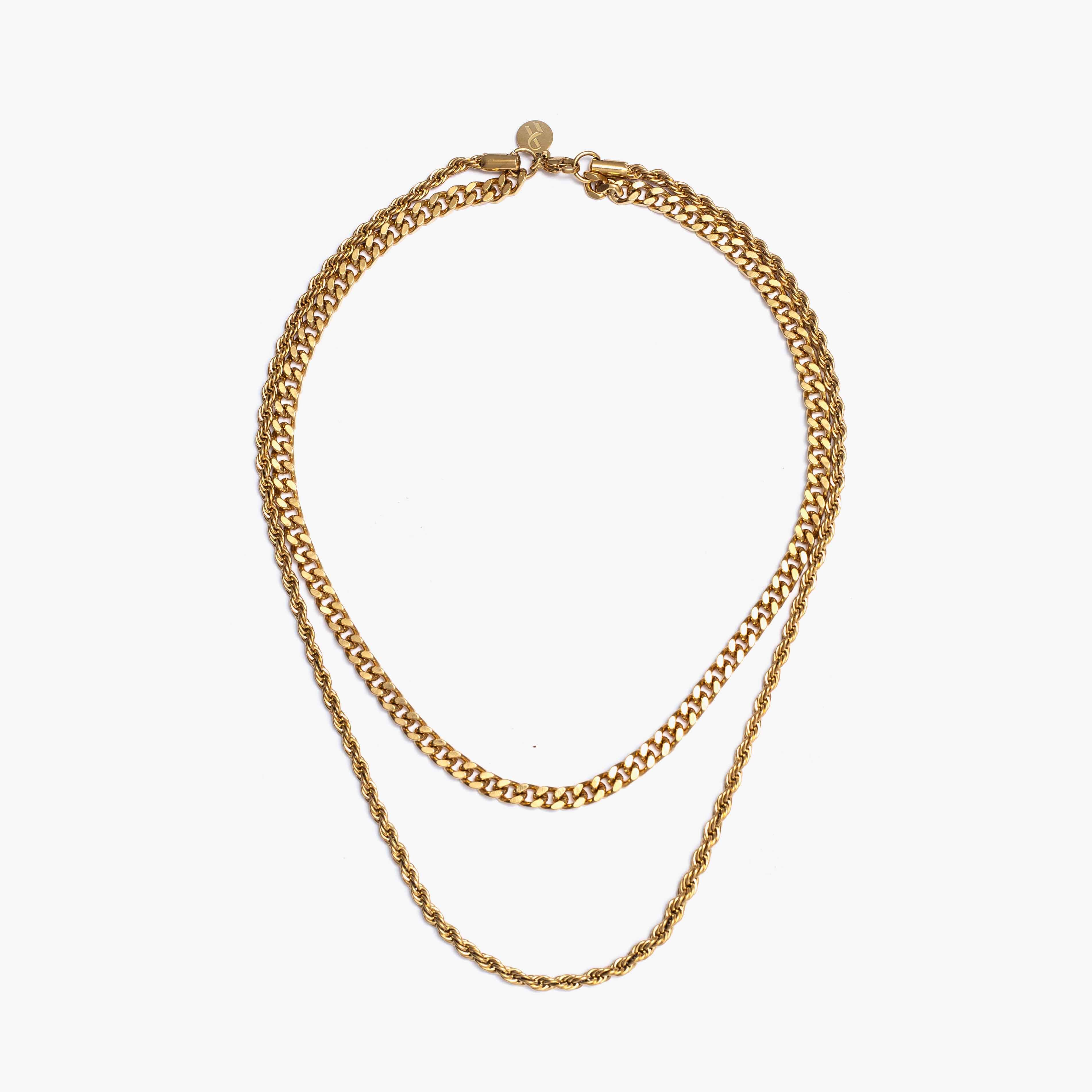 RECOVERY 麻花雙層項鍊,亮金