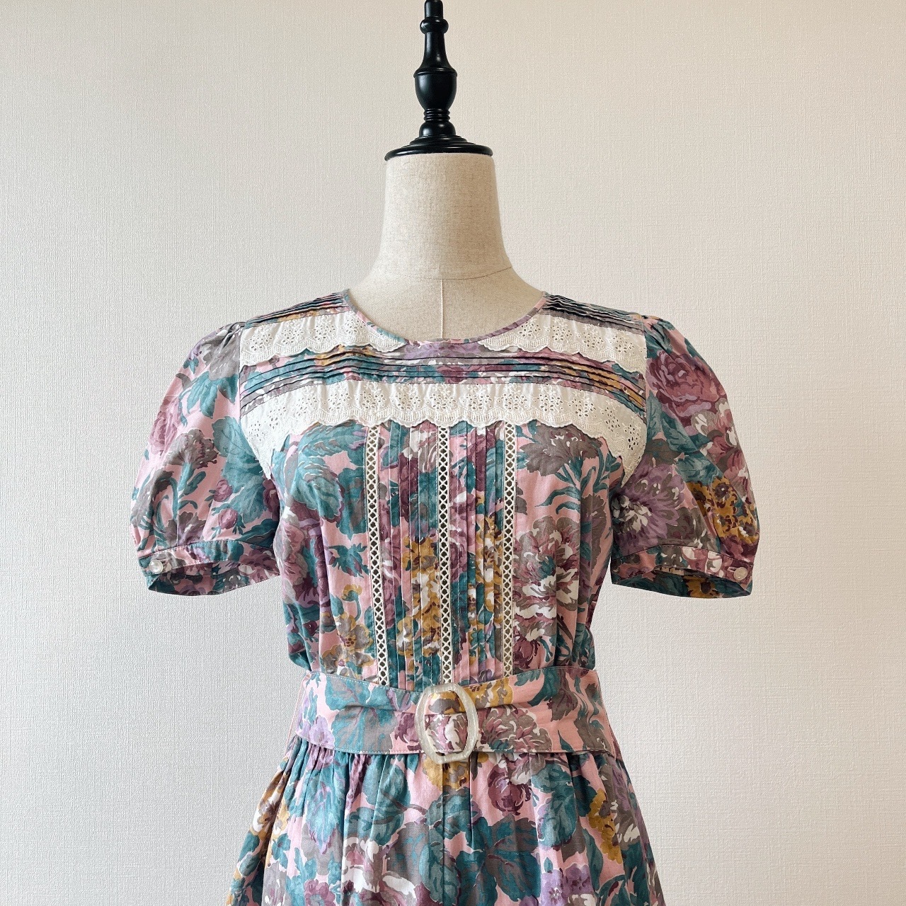 馬里邑粉紅色綿質大花連身裙