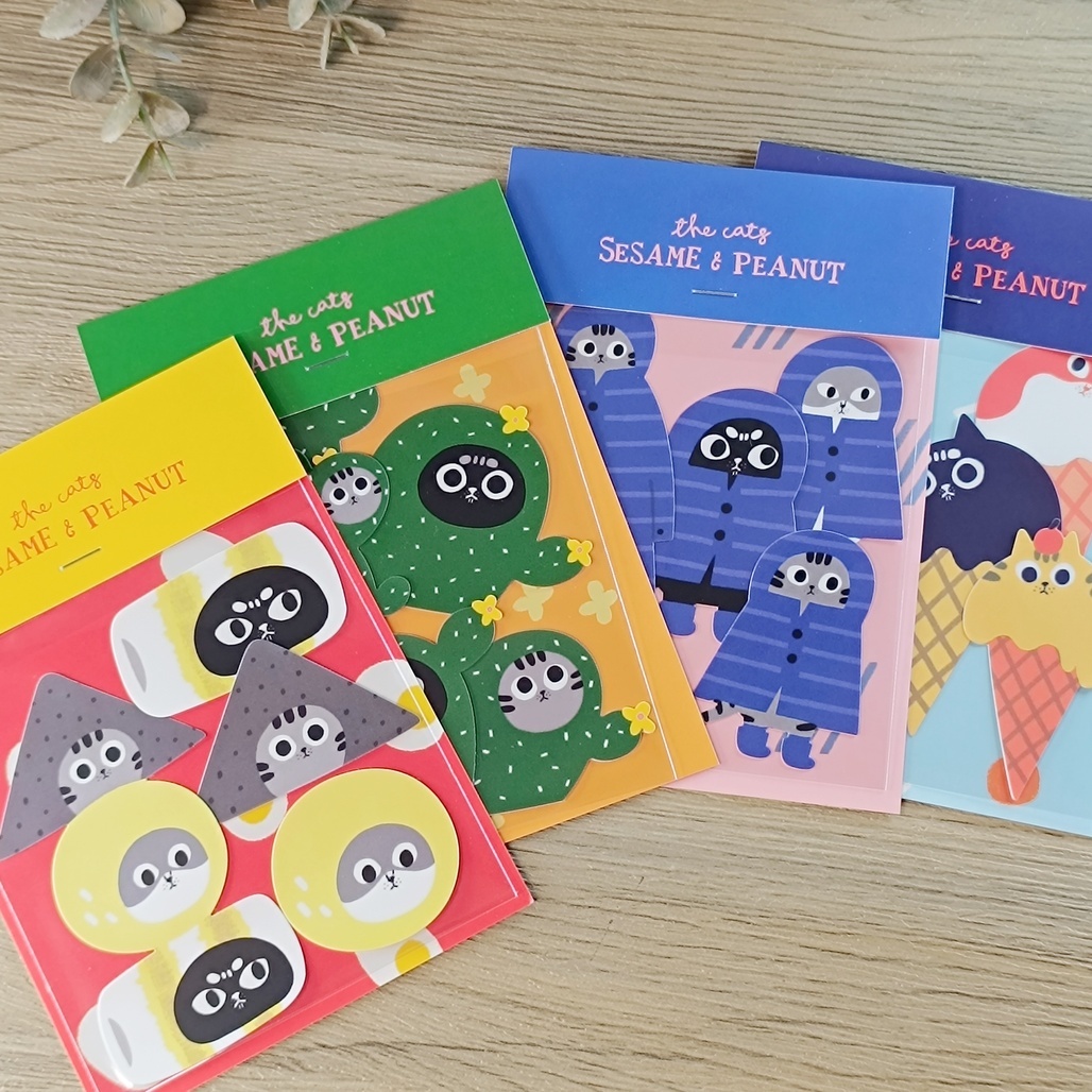 大芝麻小花生．疊疊貓防水貼紙 共四款
