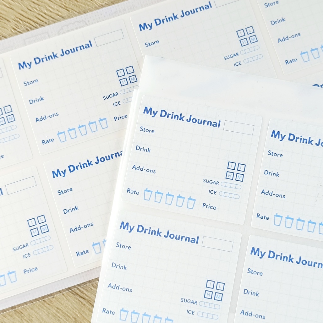 一分之一工作室．飲料紀錄 模造標籤貼紙