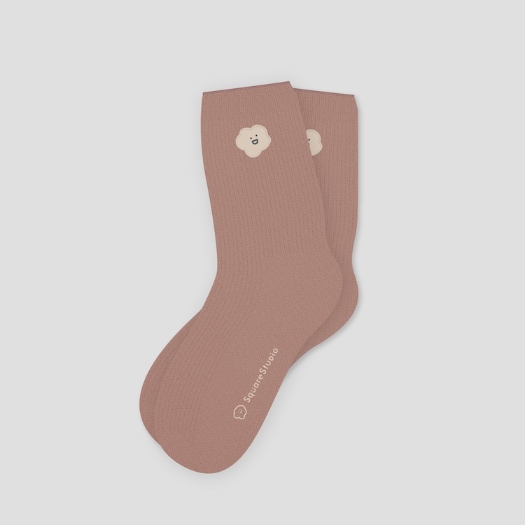 喜怒哀樂 刺繡螺紋襪 樂樂