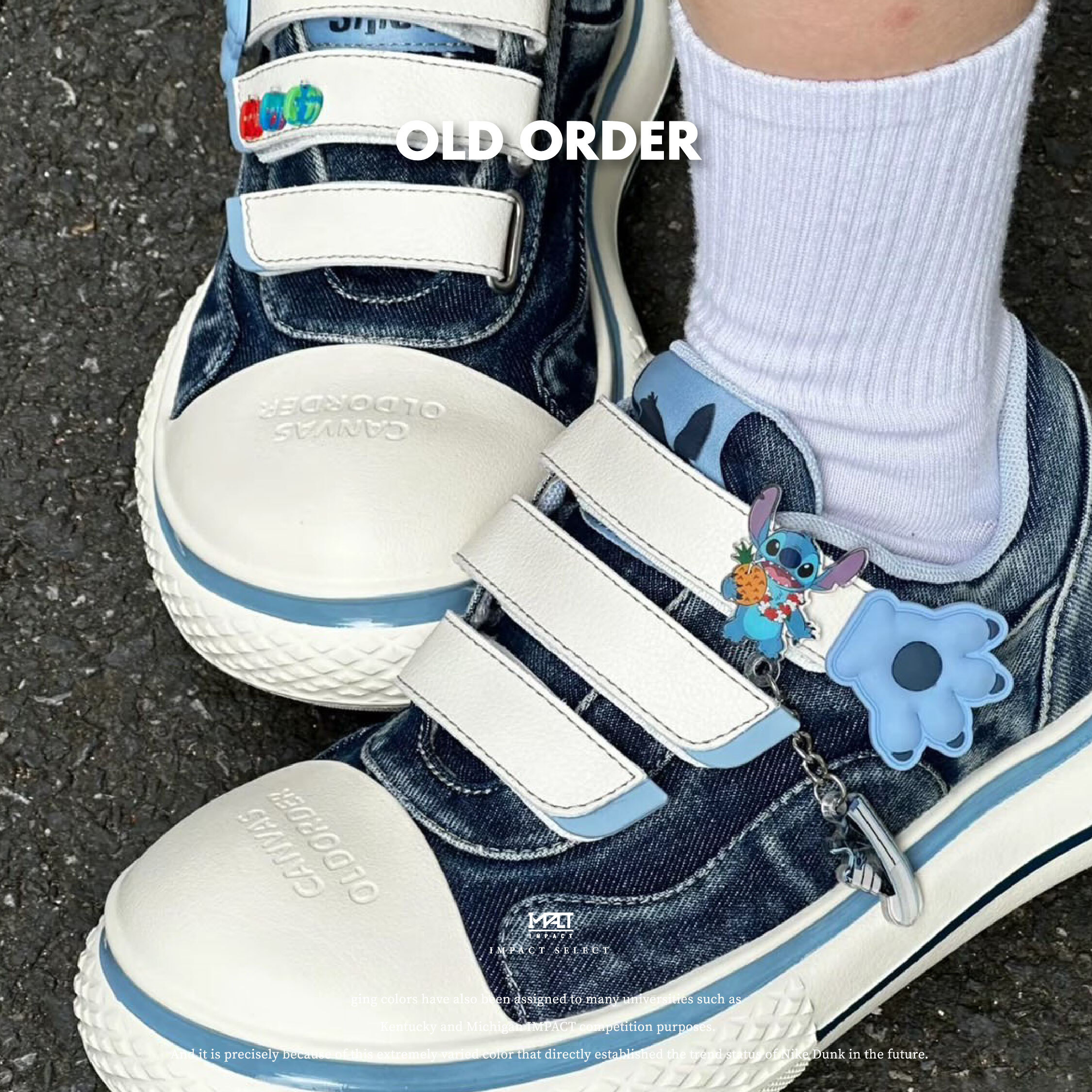 OLD ORDER x Disney 史迪奇 聯名款 大頭鞋 增高鞋 男女同款 帆布藍 O2320823